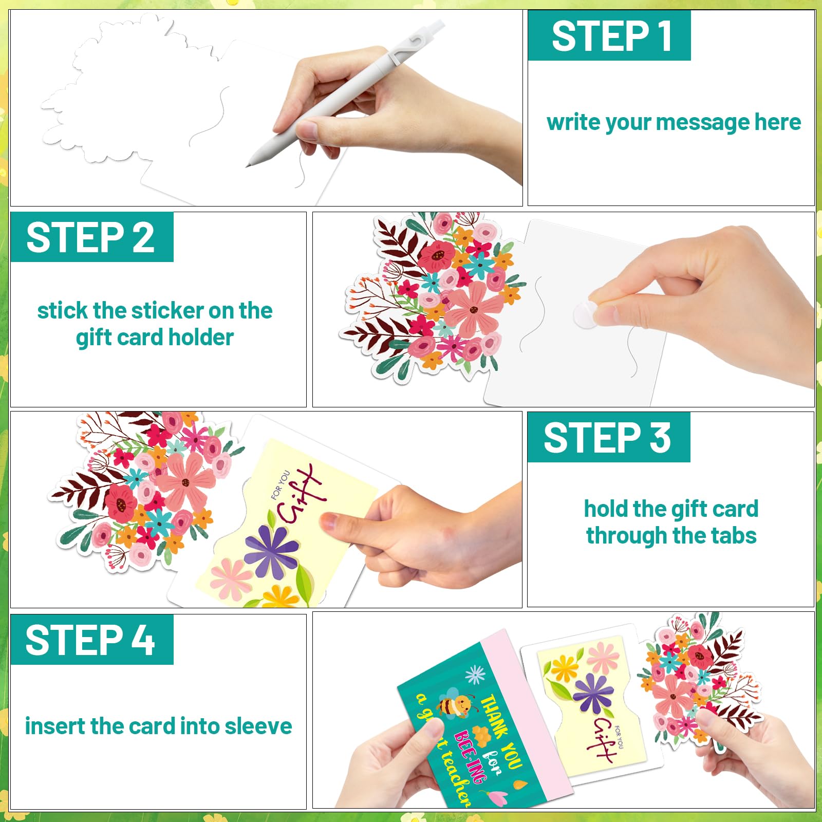 Fancy Land 12 Pcs Teacher Appreciation Gift Card Holders Money Card Sleeves Teacher Appreciation Gifts in Bulk for End of School Year Graduation