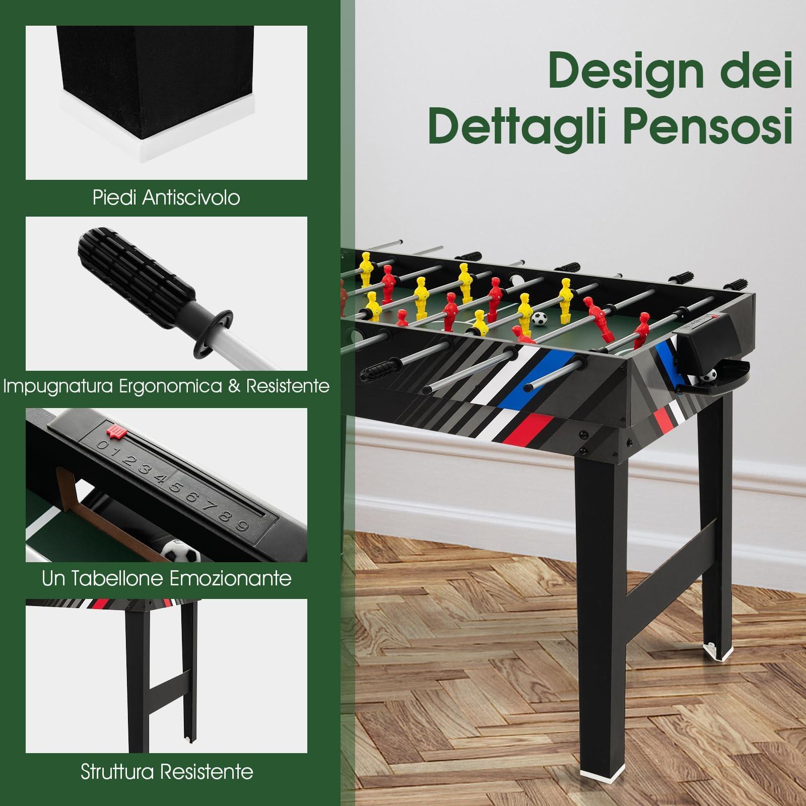 RELAX4LIFE 4 in 1 Tavolo Multigioco con Calcio Balilla, Biliardino, Ping pong e Hockey ad Aria, per Bambini e Adulti, Casa Ufficio Bar, 125x97x83 cm