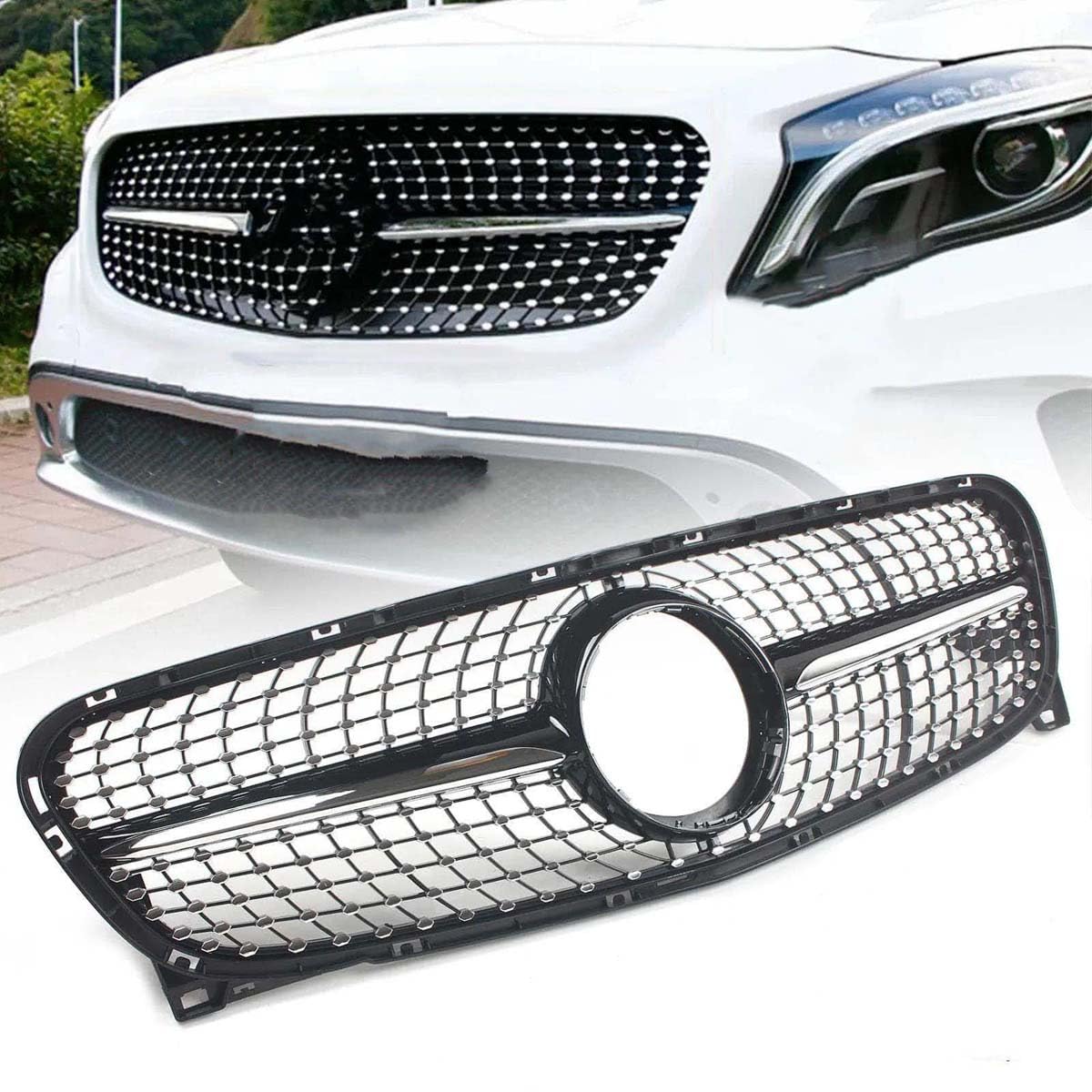 BXQDAM Front grille,Compatible with Mercedes-Benz GLC-Class X253 GLC250 GLC300 GLC350 2015-2019,Front grille parts