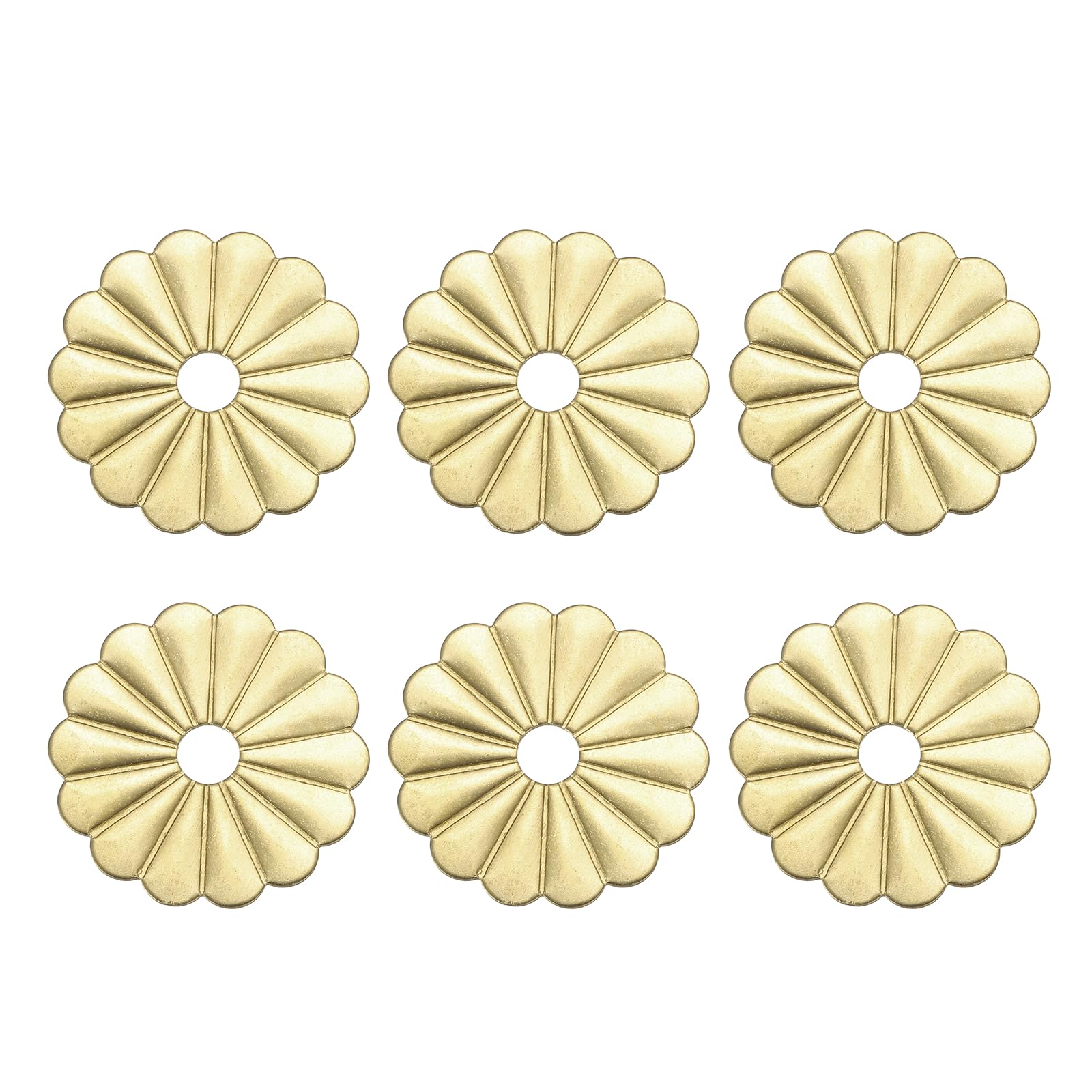 sourcing map 6Pcs Cabinet Knob Backplate, 1.22 Inch Lotus Leaf Shape Brass Backplate Washers Classical Furniture Decoration Gasket for Cabinet Drawer Cupboard Doors Hardware(Brass)