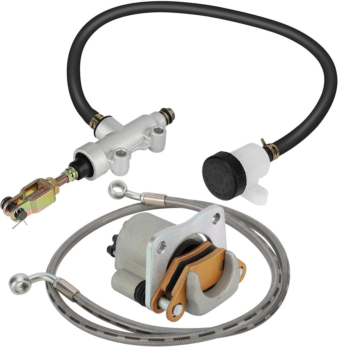 M MATI Rear Brake Caliper & Master Cylinder & Hose Line for Polaris 400 450 500 570 800 ETX Hawkeye 325 400 2011-2020 1911415 1911688 1912301 1911671 1913040
