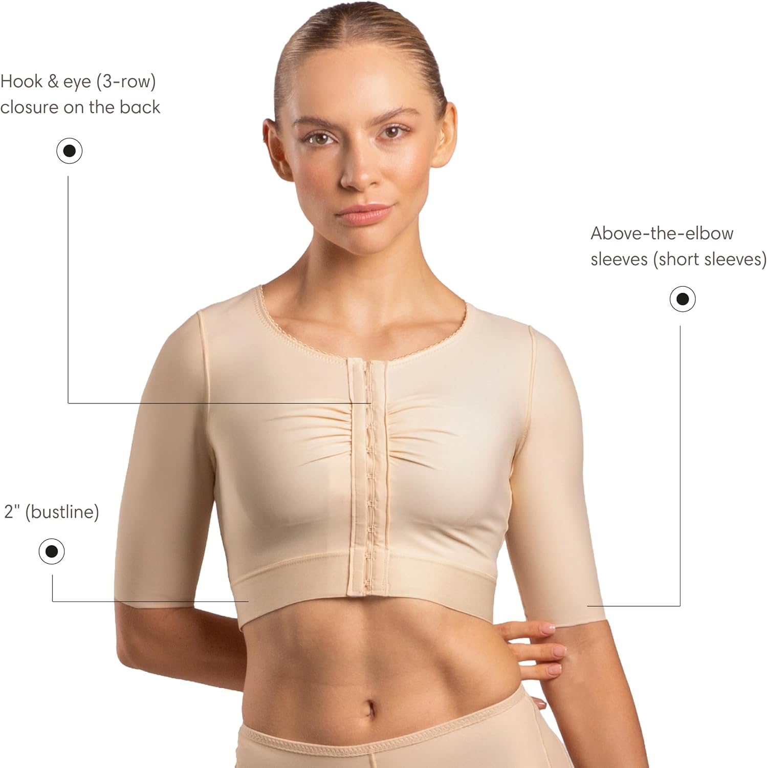 Isavela Womens Short Sleeve Breast Augmentation/Reduction Support Bra/Vest (Underbust Length) (Bolero) (VS02-SS)