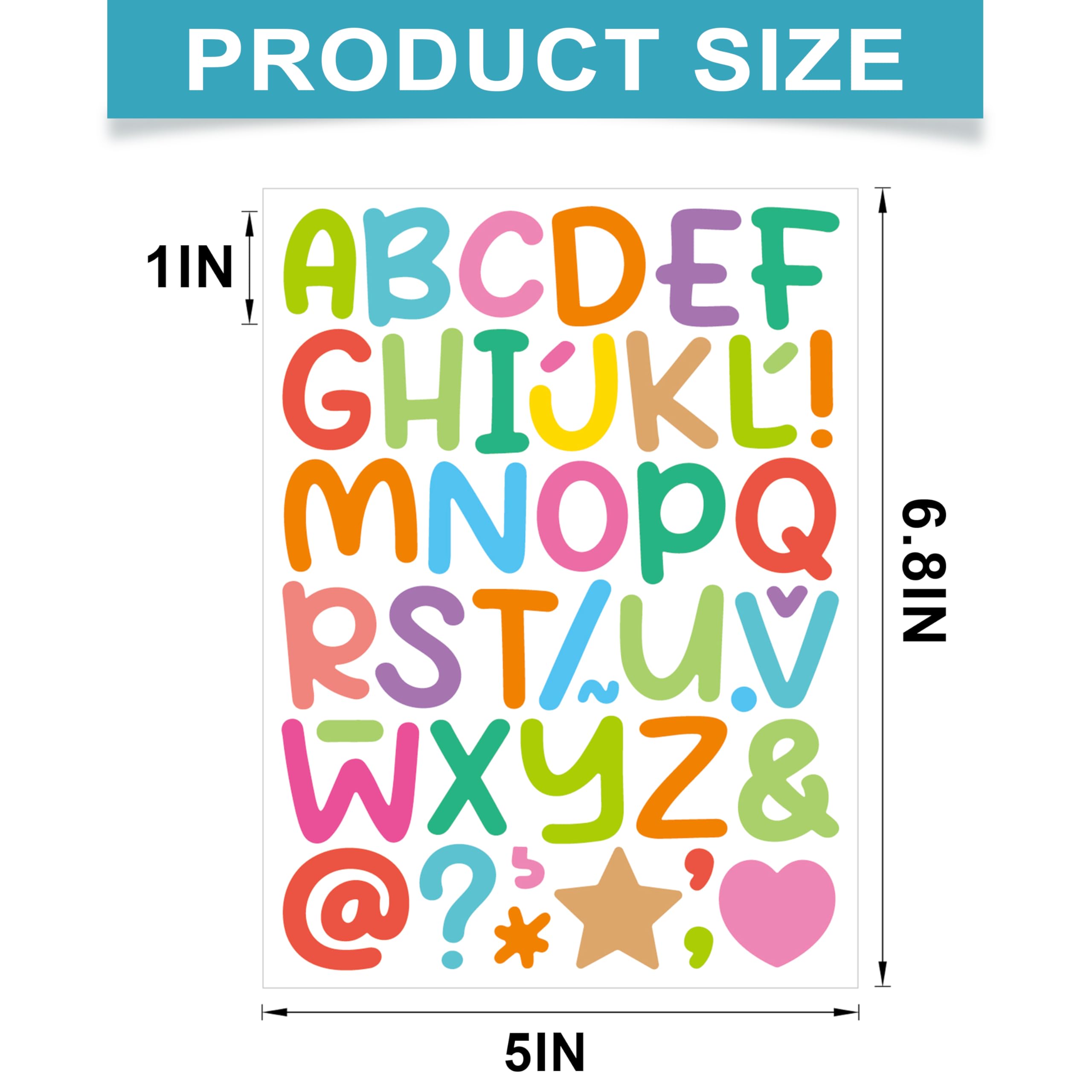 30 Sheets 1 Inch Cartoon Letter Stickers - 1620 PCS Black Vinyl Alphabet, Numbers, Symbols For Crafts