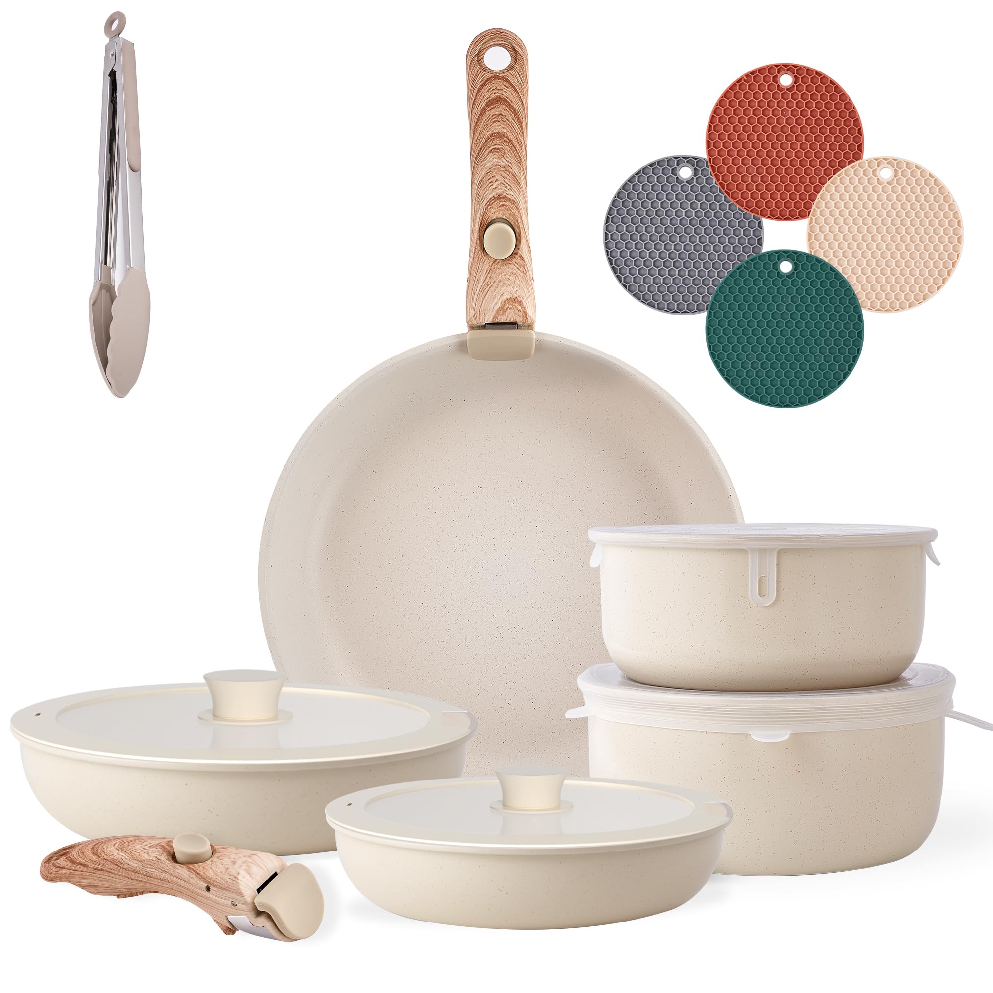 Caannasweis Detachable Pots Pans Cookware (5 pcs)