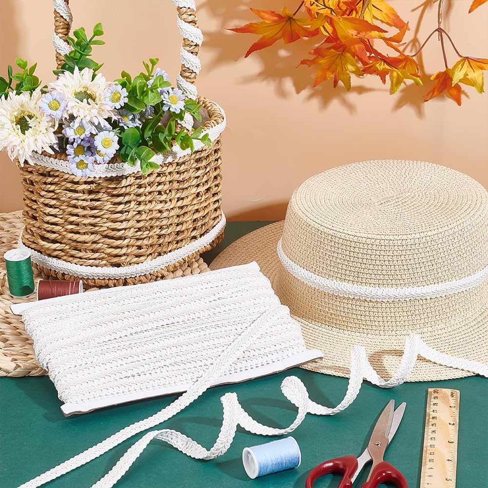 PH PandaHall White Gimp Braid Trim 27 Yards 1/2 Inch Polyester Woven Braid Trim Upholstery Trim Decorative Gimp Trim for DIY Crafts Sewing Curtain Jewelry Costume Wedding Decoration