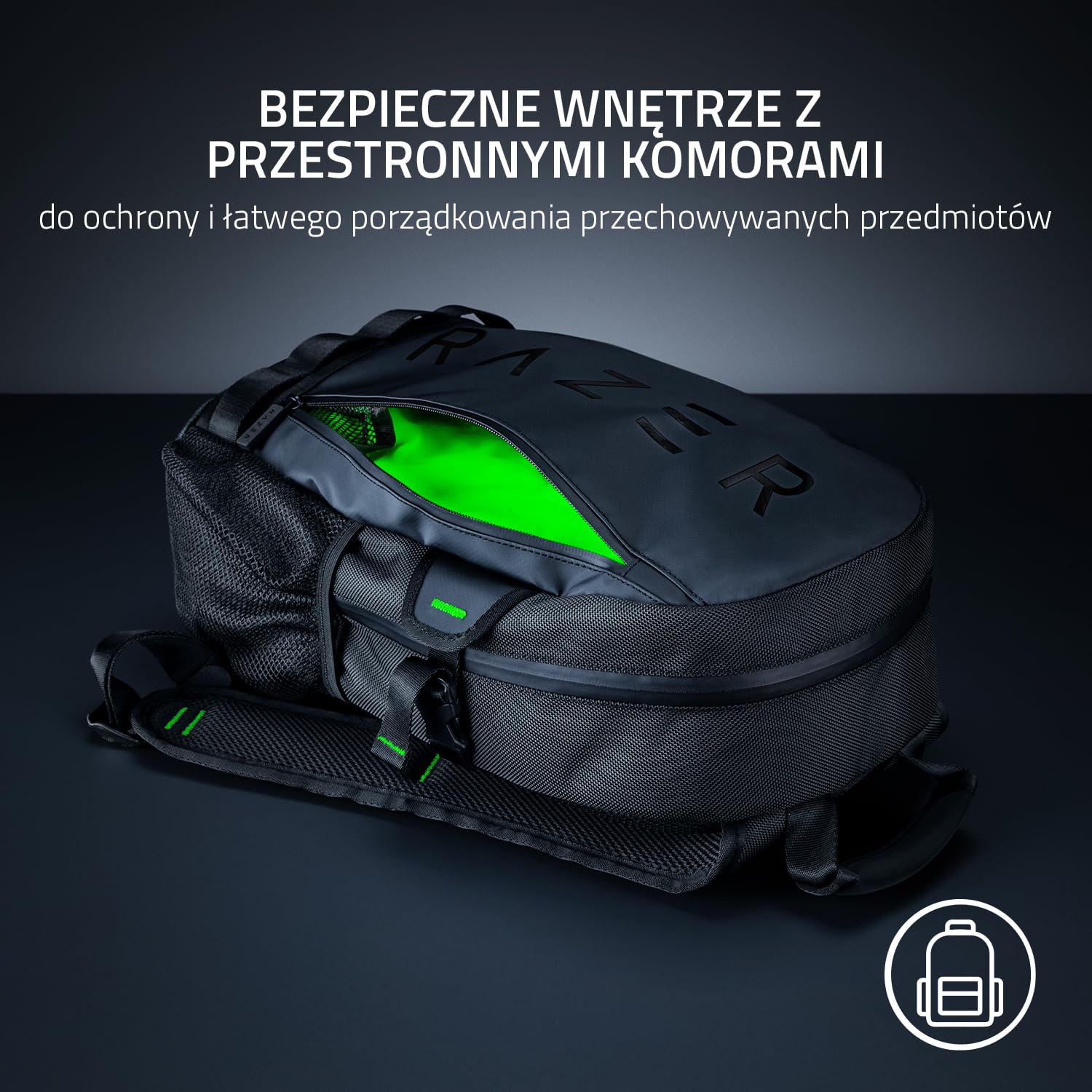 Razer Rogue V3 Backpack (13.3") Black Edition - Kompaktowy plecak podróżny (przegroda na laptopa do 13 cali, odporna na ścieranie, poliestrowa powłoka zewnętrzna) Czarny