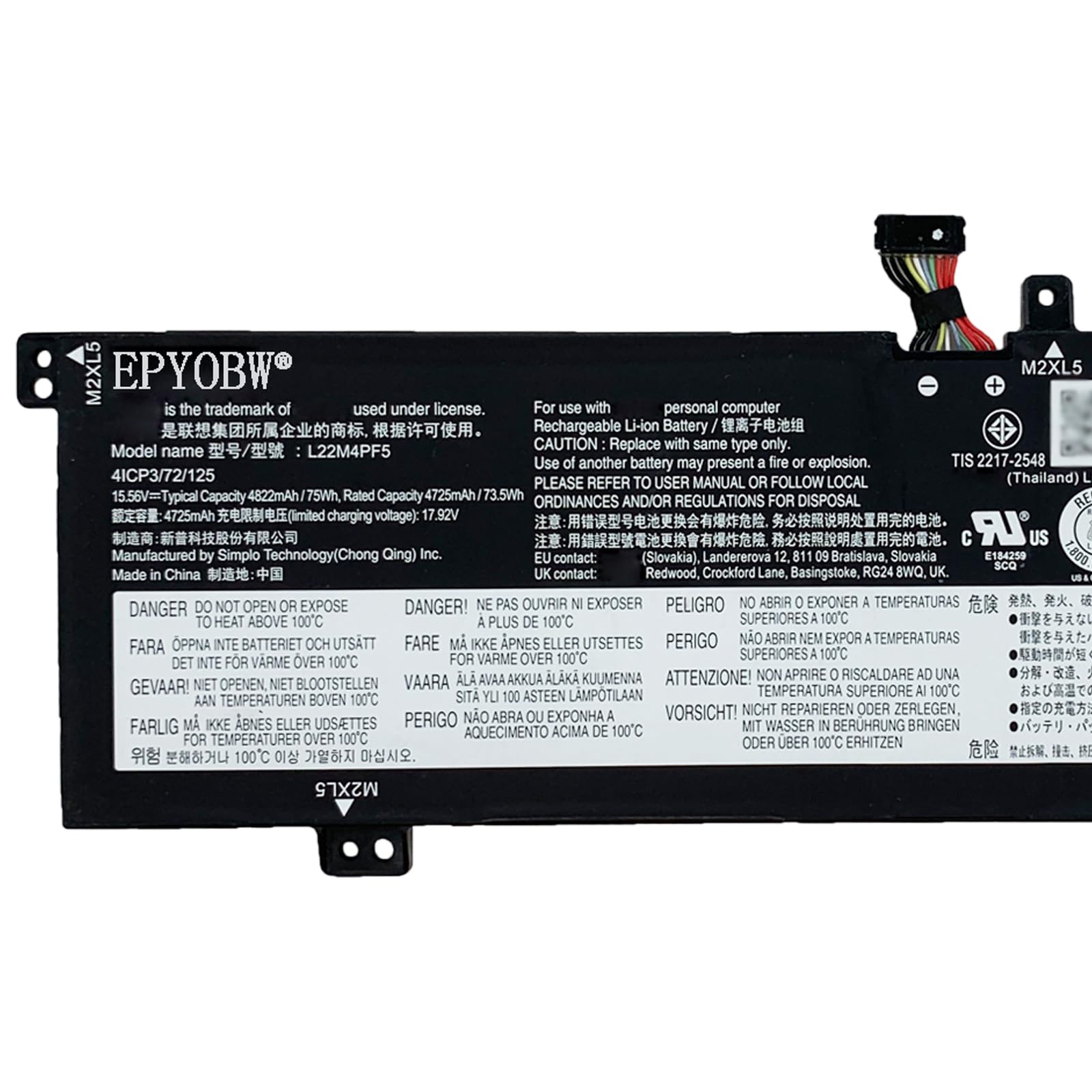 Amazon.com: EPYOBW L22M4PF5 Laptop Battery 75Wh Compatible with
