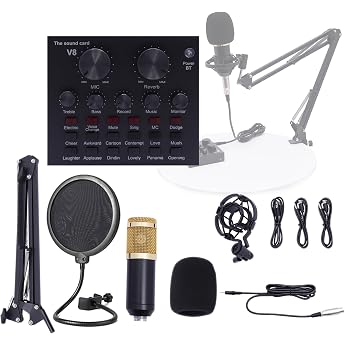 Podcast Microphone Set Audio Mixer Set with Live Sound Card & Condenser Microphone Audio Mixer for Live Streaming Recording YouTube TikTok & Gaming Compatible with Multiple Systems & Software