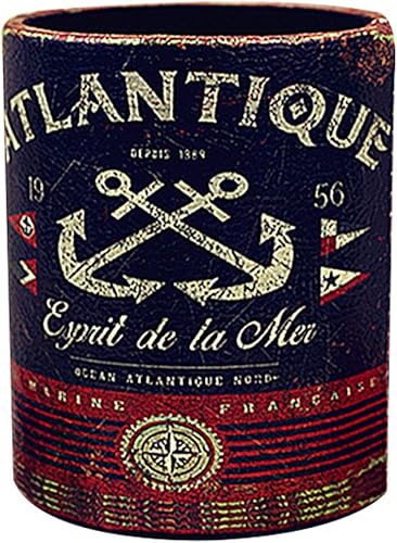 Miniatura 8 de Retro Pen Container Accesorios de escritorio de oficina Cubierta de cuero PU Soporte de lápiz redondo Organizador de escritorio - 1982