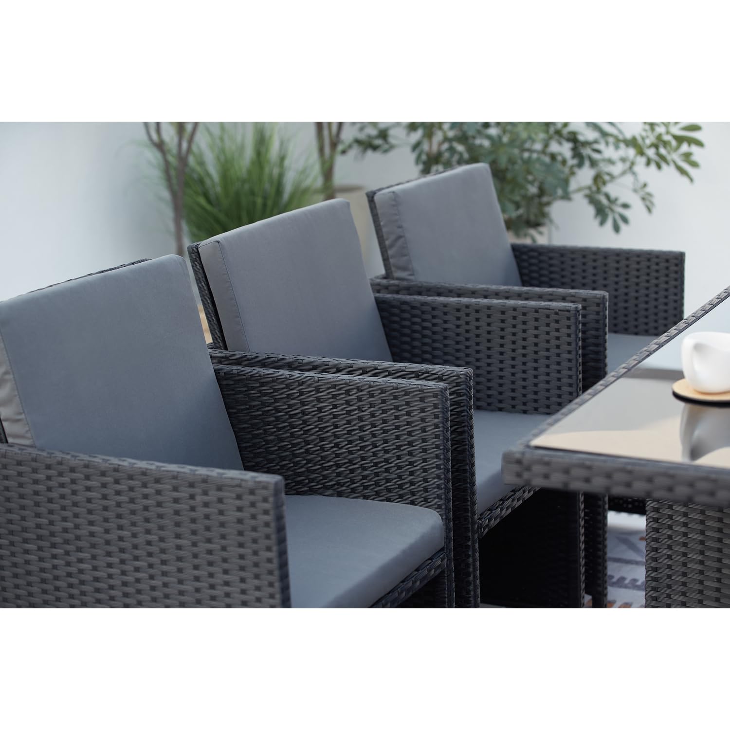 CONCEPT USINE Salon de Jardin Encastrable Monaco 10 Places Noir/Gris