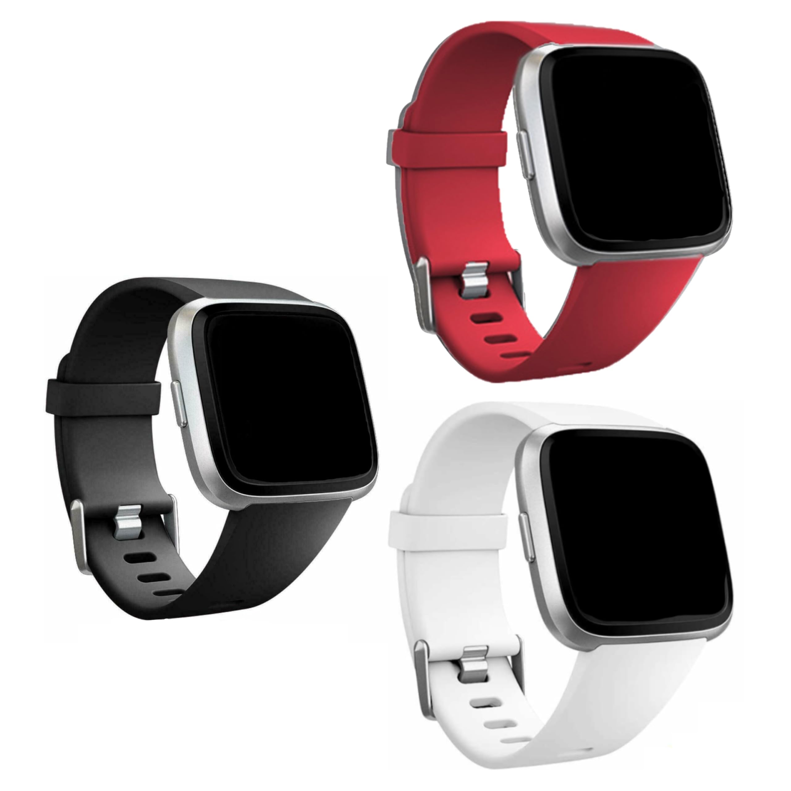 Panda Bobo Silicone Strap Replacement Compatible with Fitbit Versa 2/Versa/Versa Lite/Versa SE (Large, Pack C – 3 Straps) – Soft Sport TPU Silicone Band, Adjustable Waterproof Watch Strap Unisex