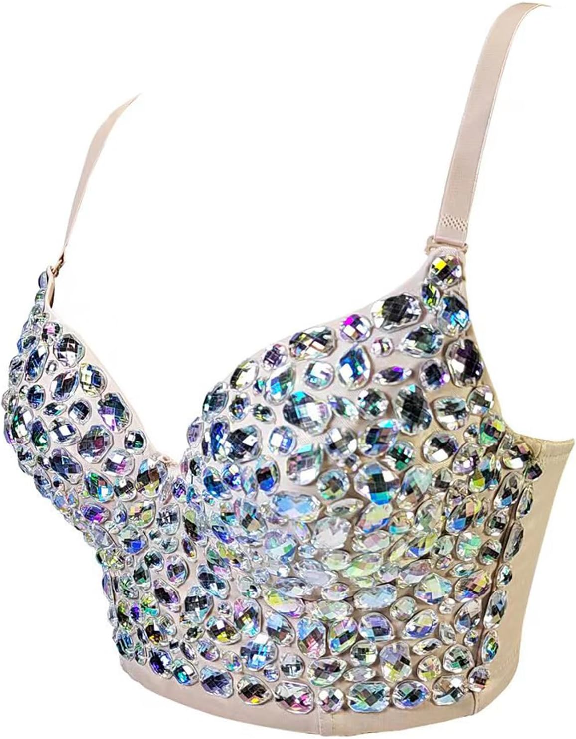 VEENDEO Women's Bustier Crop Top Corset Top Push up Rhinestone Diamond Bra Club Party Vest with Detachable Straps - Image 2