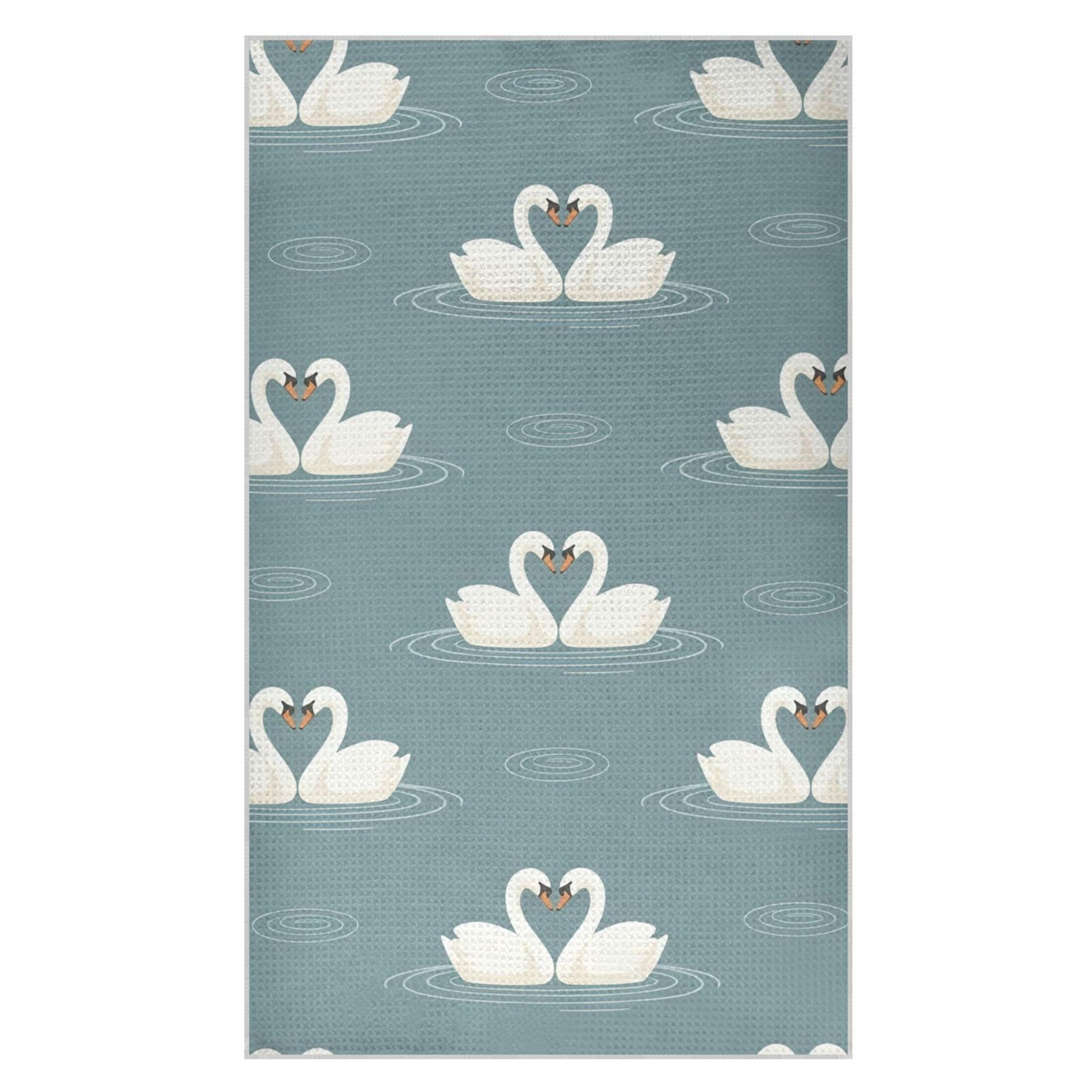 Kutsu Swan Waffle Weave Kitchen Towels Absorbent Quick Drying Dish Towels for Kitchen, Decorative Tea Towel, 18x30 in