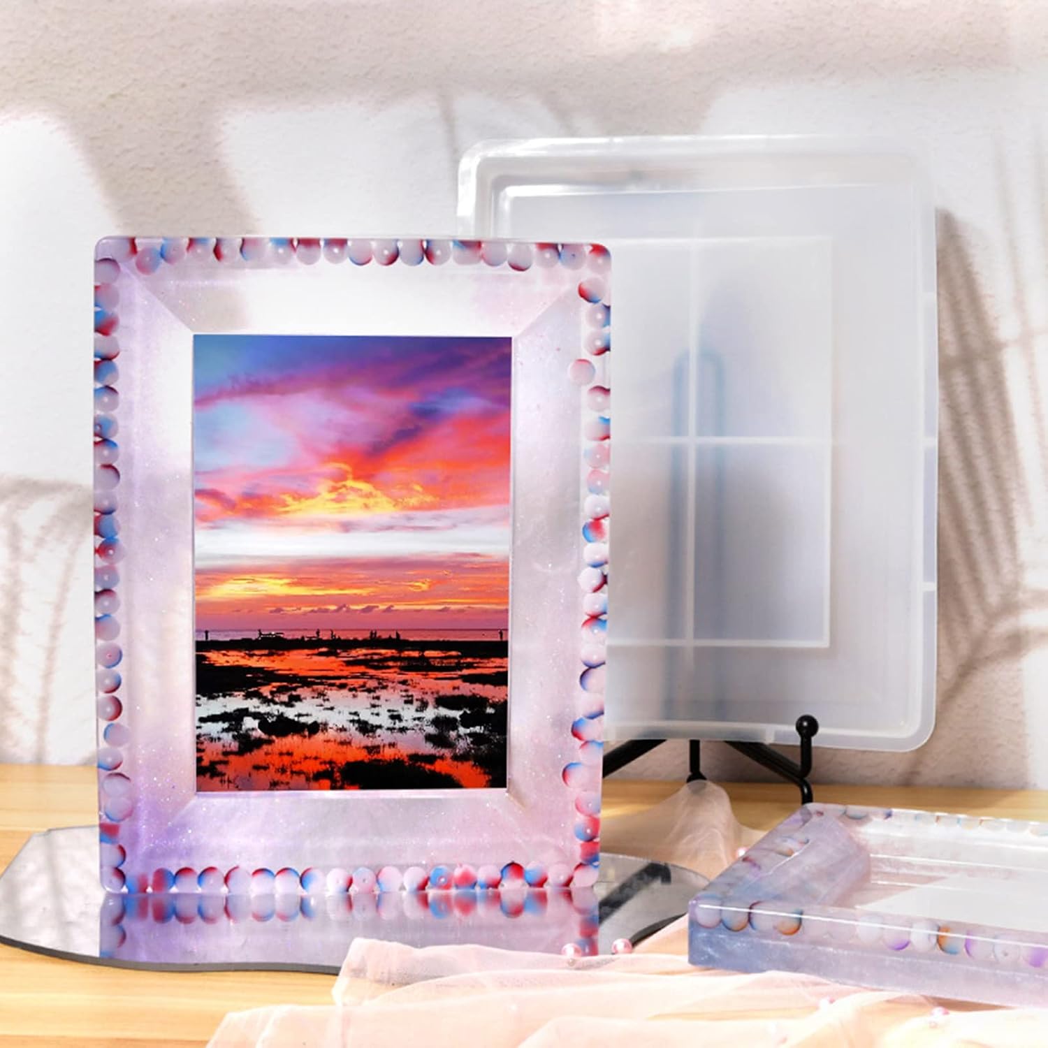 Photo Frame Resin Mold Square Silicone Epoxy Mold for Casting, Crystal Picture Frame for, Home/Table Decor Epoxy Casting Cylinder for Wall Hanging