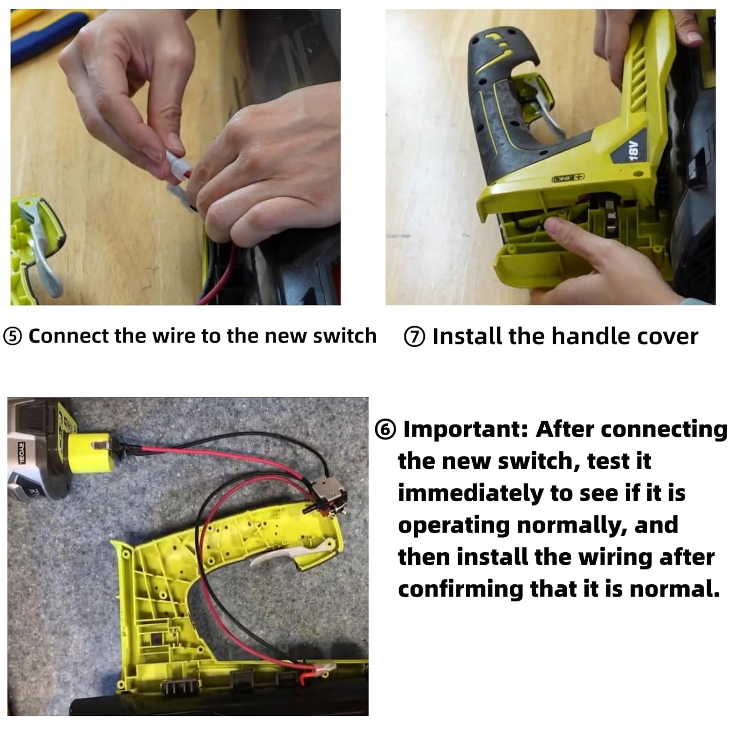 Upgrade 291632001 Genuine Wiring Harness Replaces Parts (UL-Listed) for Ryobi 18V Cordless Leaf Blower Switch,with 1 Screwdriver and 5 Closed End Crimp Connectors