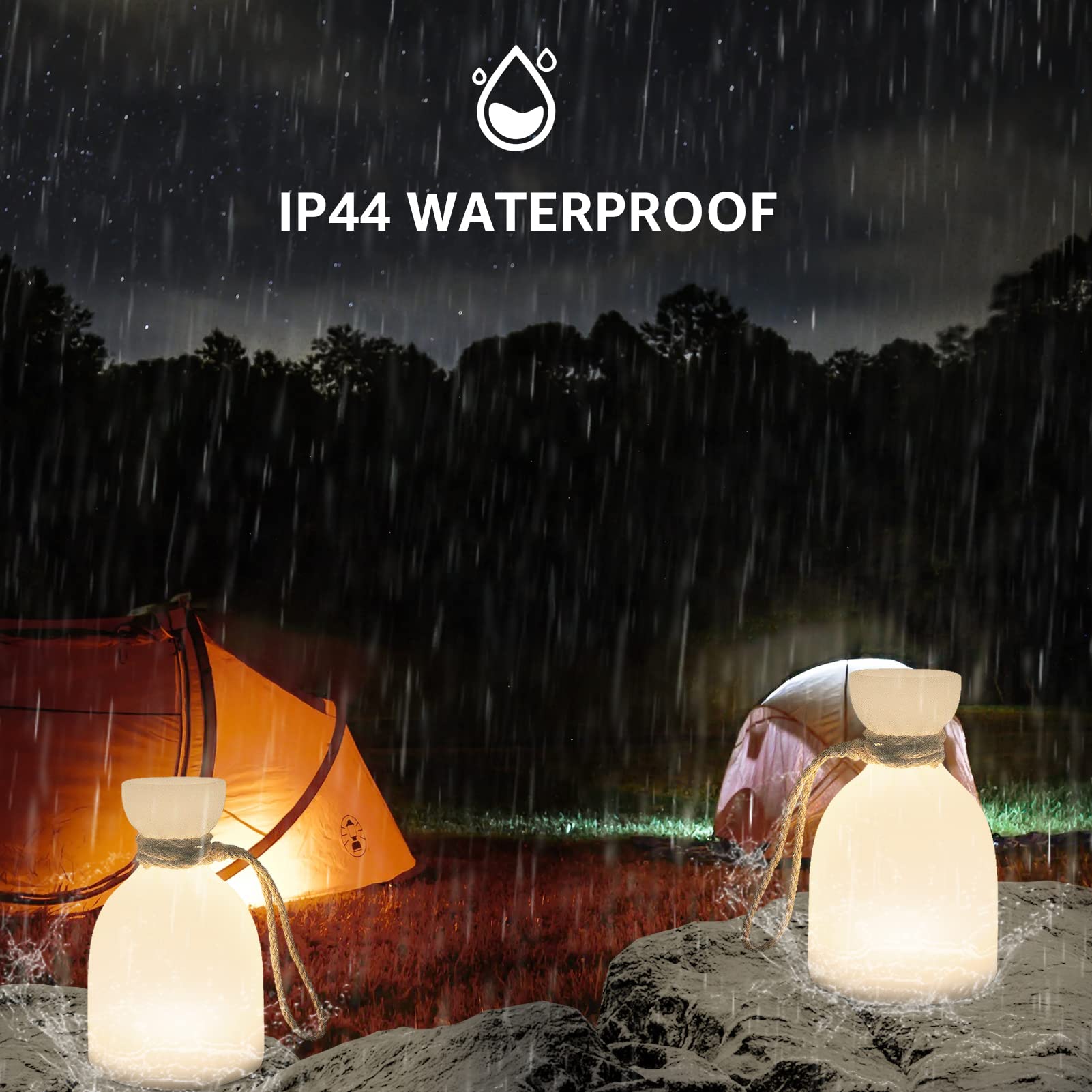 Ainostone Lampe De Table Sans Fil Lot De 2 Avec 3 Température De Couleur RGB LED Lampe De Chevet Rechargeable Intensité Variable Contrôle Tactile IP54 Etanche Pour Exterieur Chambre Dîner Noël Déco