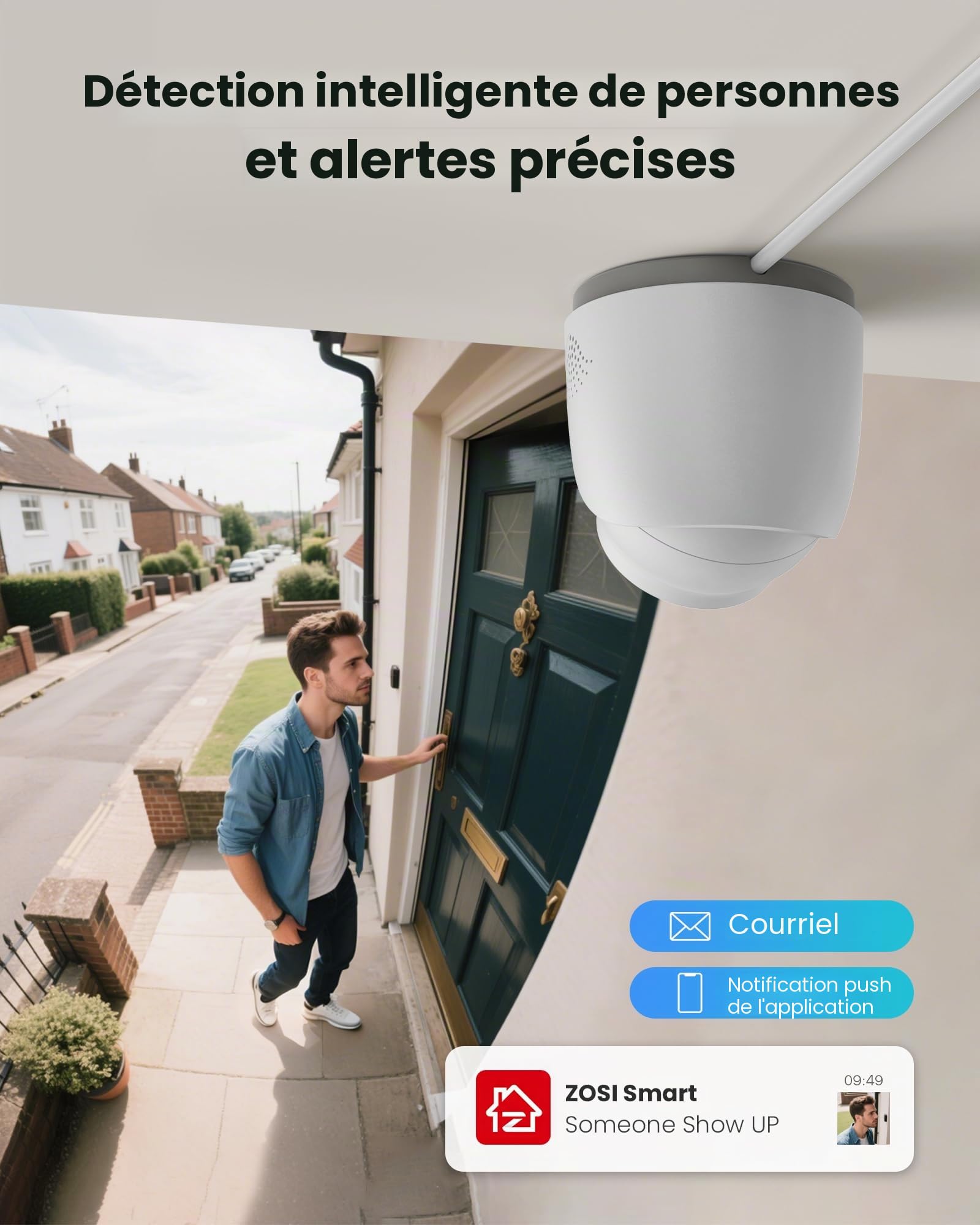 ZOSI 2.5K Kit Camera Surveillance Extérieure PoE NVR 2TB 8CH 5MP | Audio Bidirectionnel, Détection de Personne, Alerte Instantanée et Accès à distance, Vision Nocturne 30 m, C220