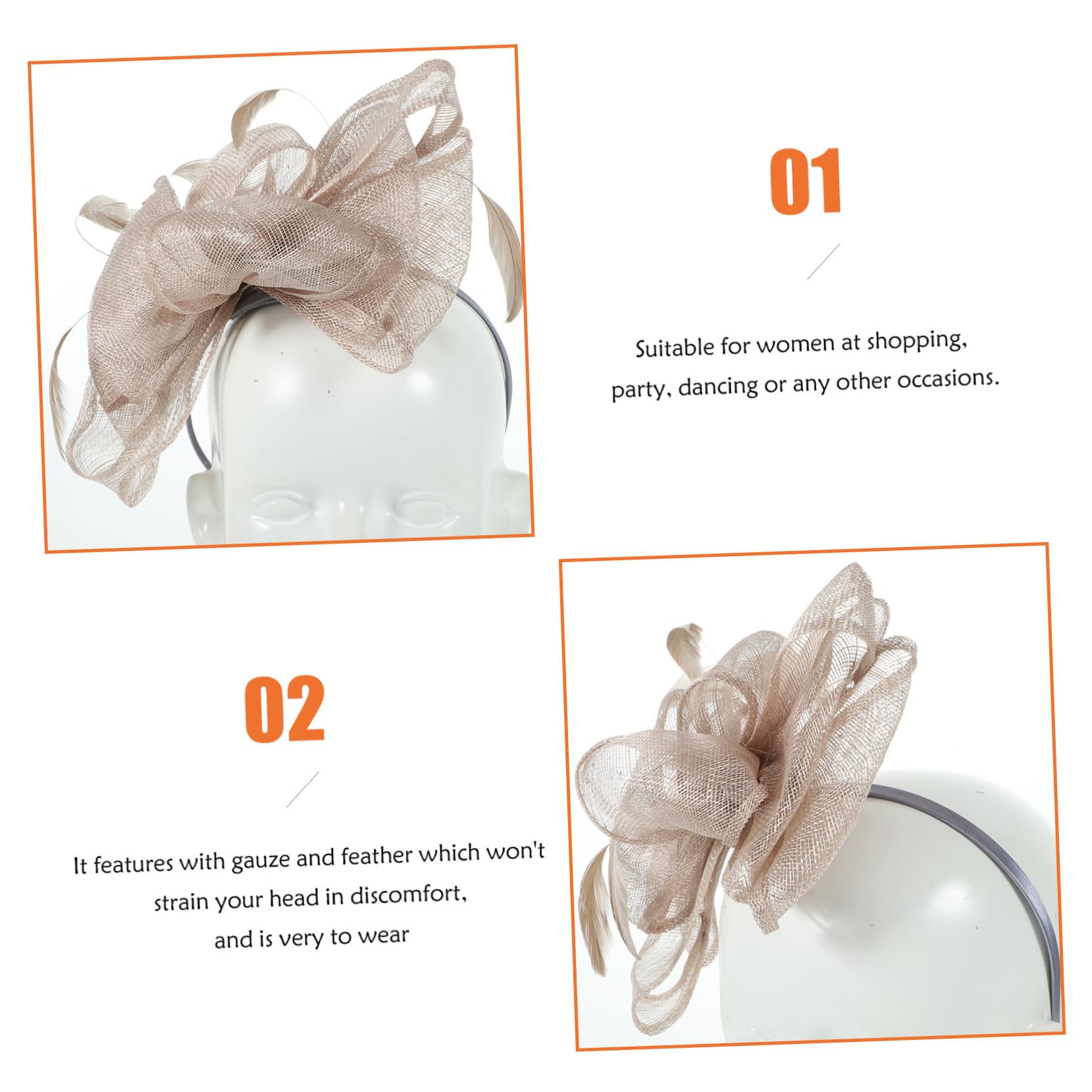 ABOOFAN 2 Piezas Diadema Nupcial Tocado Diadema De Malla Diadema Con Lazo Para Mujer Iglesia Derby Ropa De Fiesta Tops Tocados Clip Para El Pelo Horquilla Sombrero Damas Fascinator