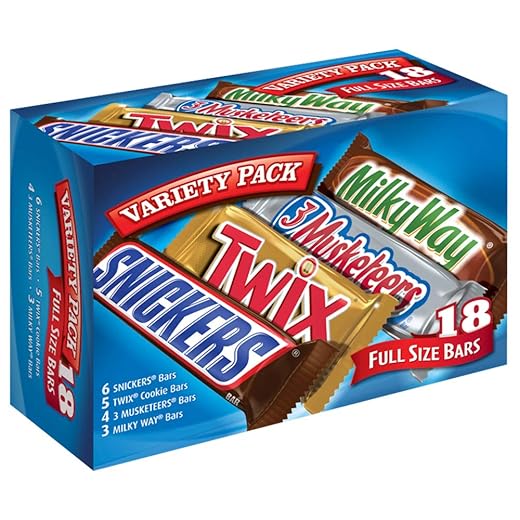 SNICKERS, TWIX, 3 MUSKETEERS & MILKY WAY Full Size Christmas Candy Chocolate Bar Variety Box, 18 ct Bulk Candy