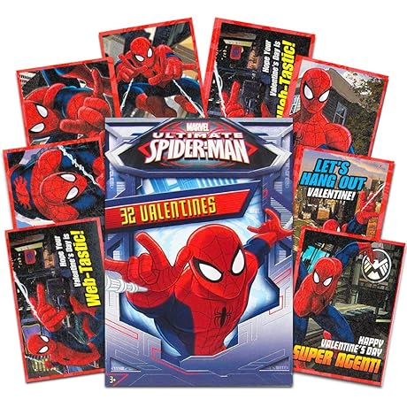 Spider-Man Valentine's Day Cards for Kids (32 Pack of Classroom Exchange Valentine Cards)