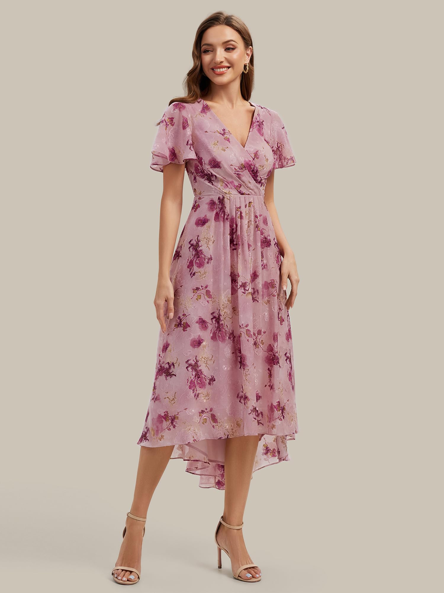 Ever-Pretty Abendkleider Elegant Kleid Hochzeitsgast Damen Midi Cocktailkleid High Low Festliche Kleider EG02762