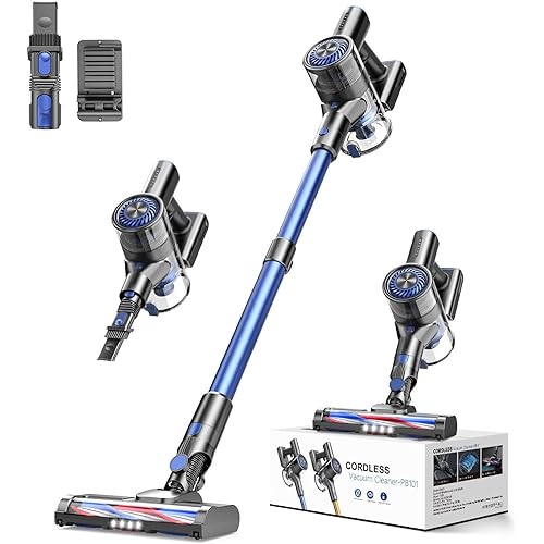 Cordless Vacuum Cleaner, Vacuum Cleaner for Home with 80000 RPM High-Speed Brushless Motor, Up to 40 Mins Runtime, 2 Adjustable Suction, Anti-Tangle, Lightweight Stick Vacuum for Hard Floor