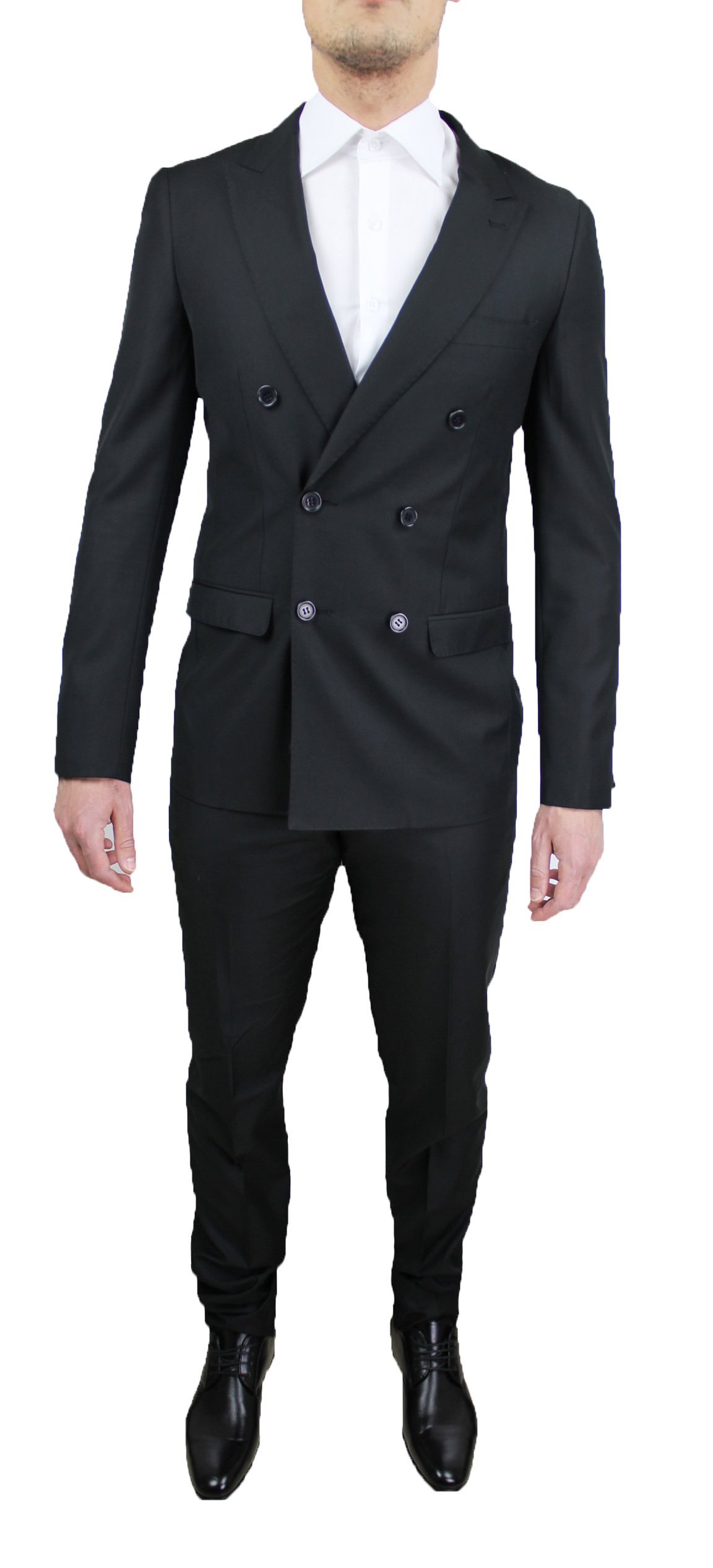 Abito Doppio Petto Cerimonia Uomo Sartoriale Completo Nero Doppio Petto Smoking