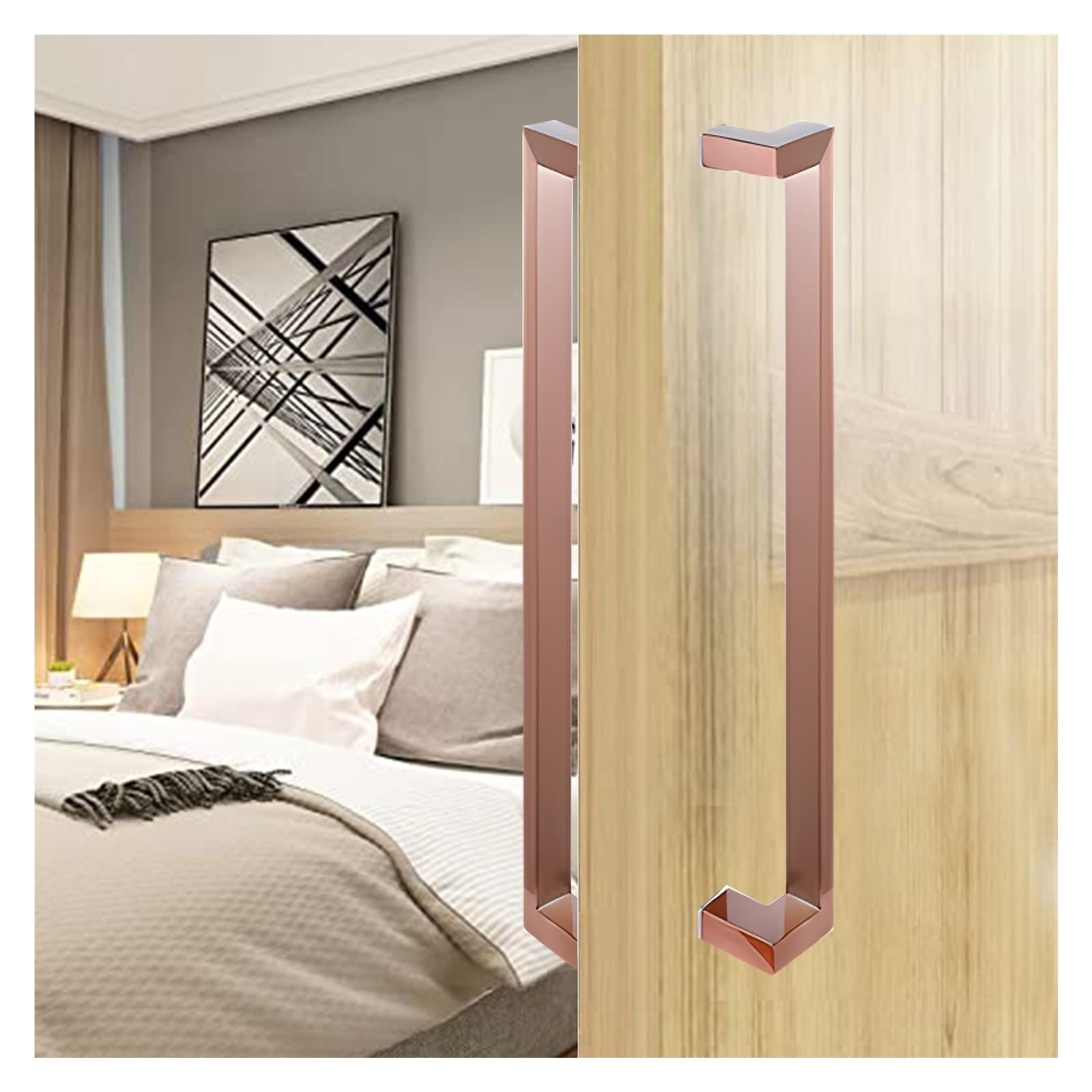 Gthtuhfd Rose Gold Gold 39.4In Barn Door Handles Commercial Sliding Glass Door Pull Push Handles For Interior/Exterior Doors 100Cm Long,-80Cm
