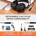 JOYO Studio Headphones Monitor Headphone for Recording Over Ear Noise Canceling for Guitar Cellphone Mixer Amplifier Podcast DJ and Keyboard Piano (JMH-02)
