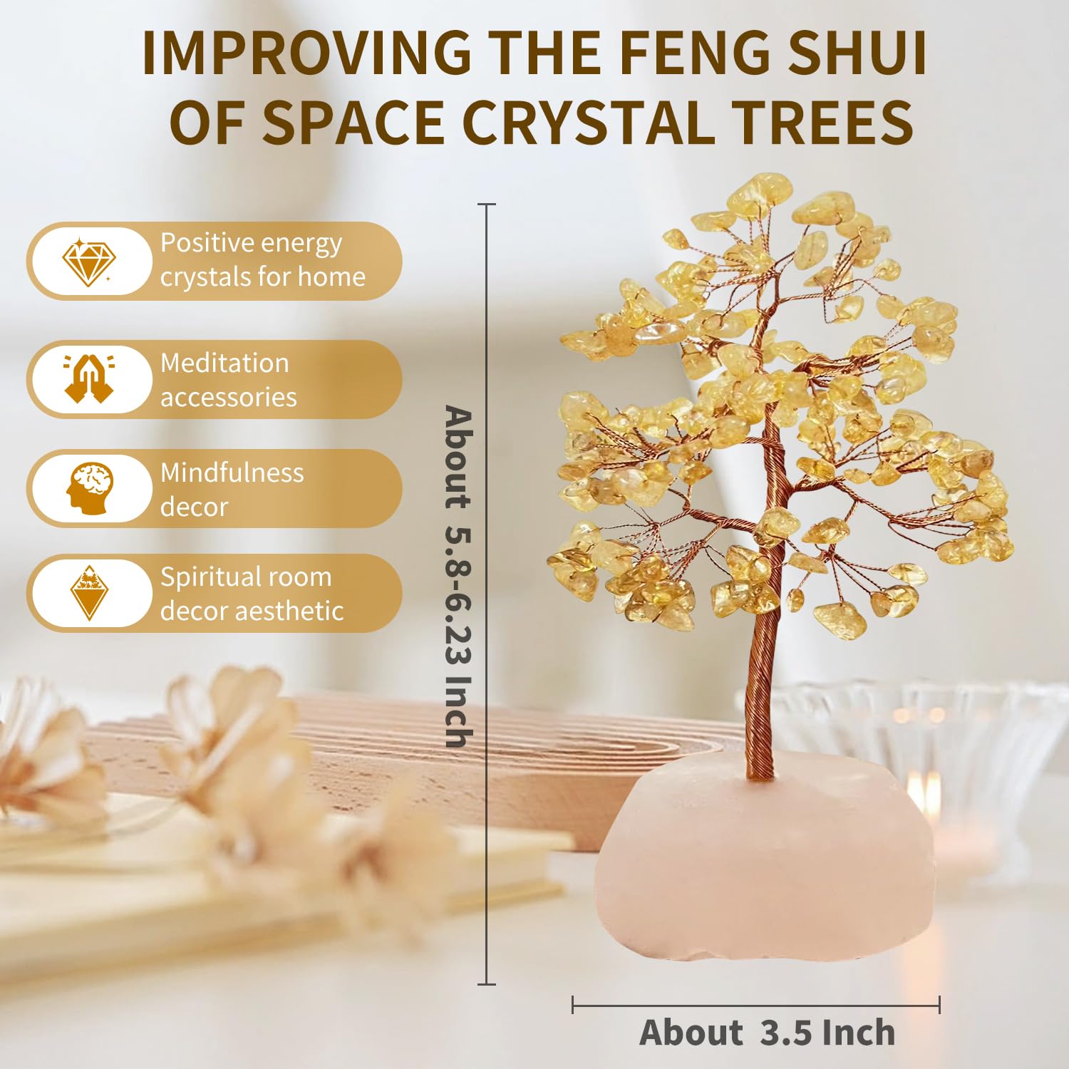 Citrine Crystal Tree Birthday Gifts for Women,Crystal Tree of Life Sister Birthday Gifts for Mom,Home Decor Office Desktop Décor,Healing Crystals Ener,Feng Shui,Money,Good Luck (Yellow)