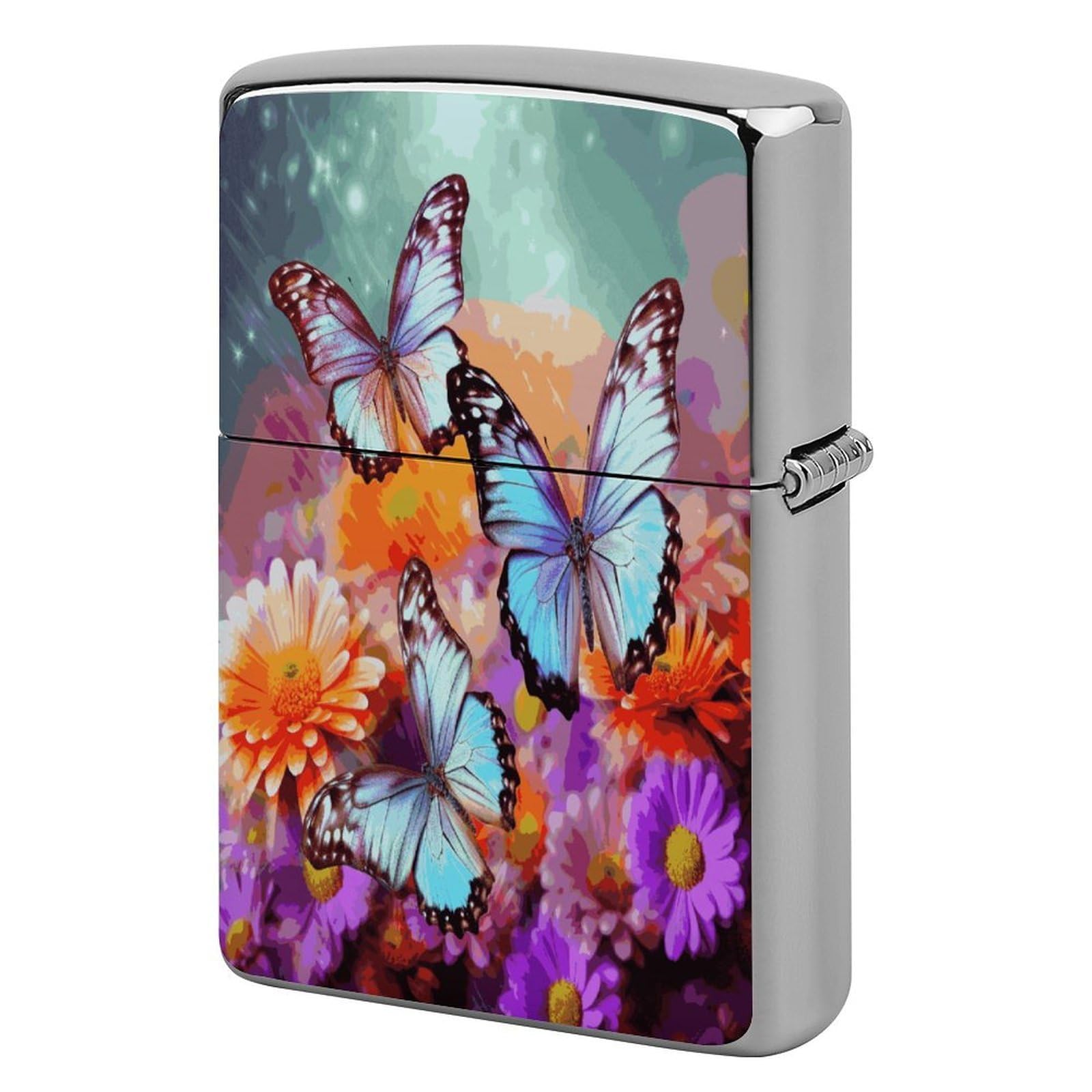 Fodpand Style Flowers Colorful Butterfly Metal Lighter Case Cover Lighter Sleeve
