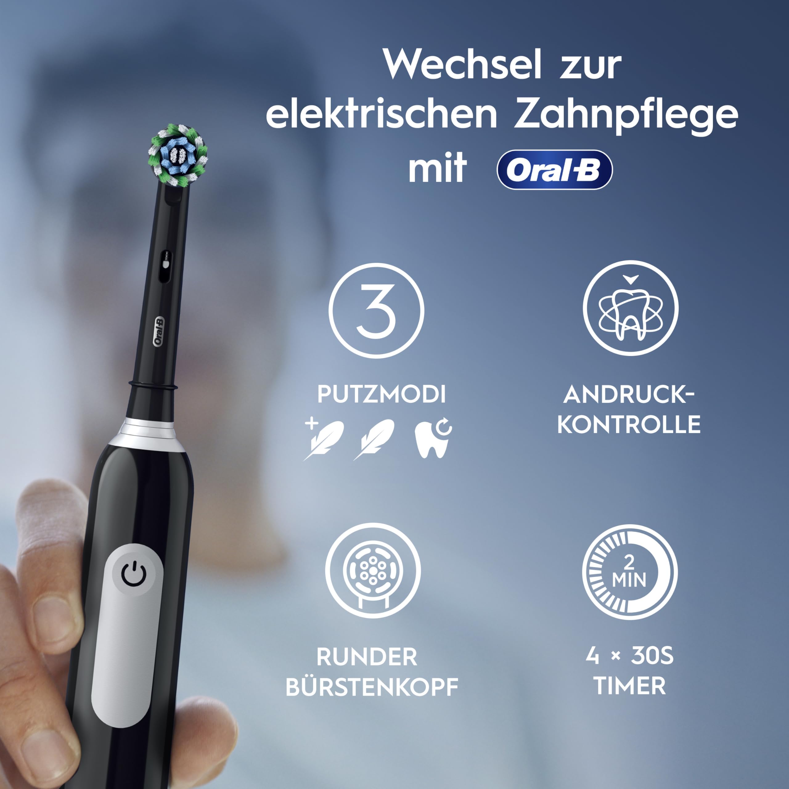 Oral-B Pro Series 1 Elektrische Zahnbürste, Blau | Inkl. 1 Aufsteckbürste, Reise-Etui, Electric Toothbrush mit 3 Putzmodi für Zahnpflege