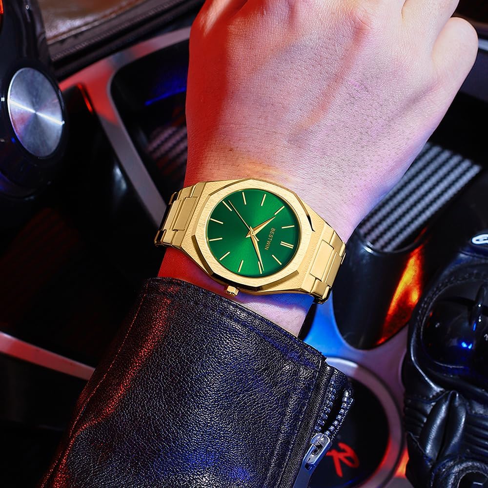 GORBEN Analog Mens Watches Silver Stainless Steel Quartz Waterproof Watches,Gift for Men.