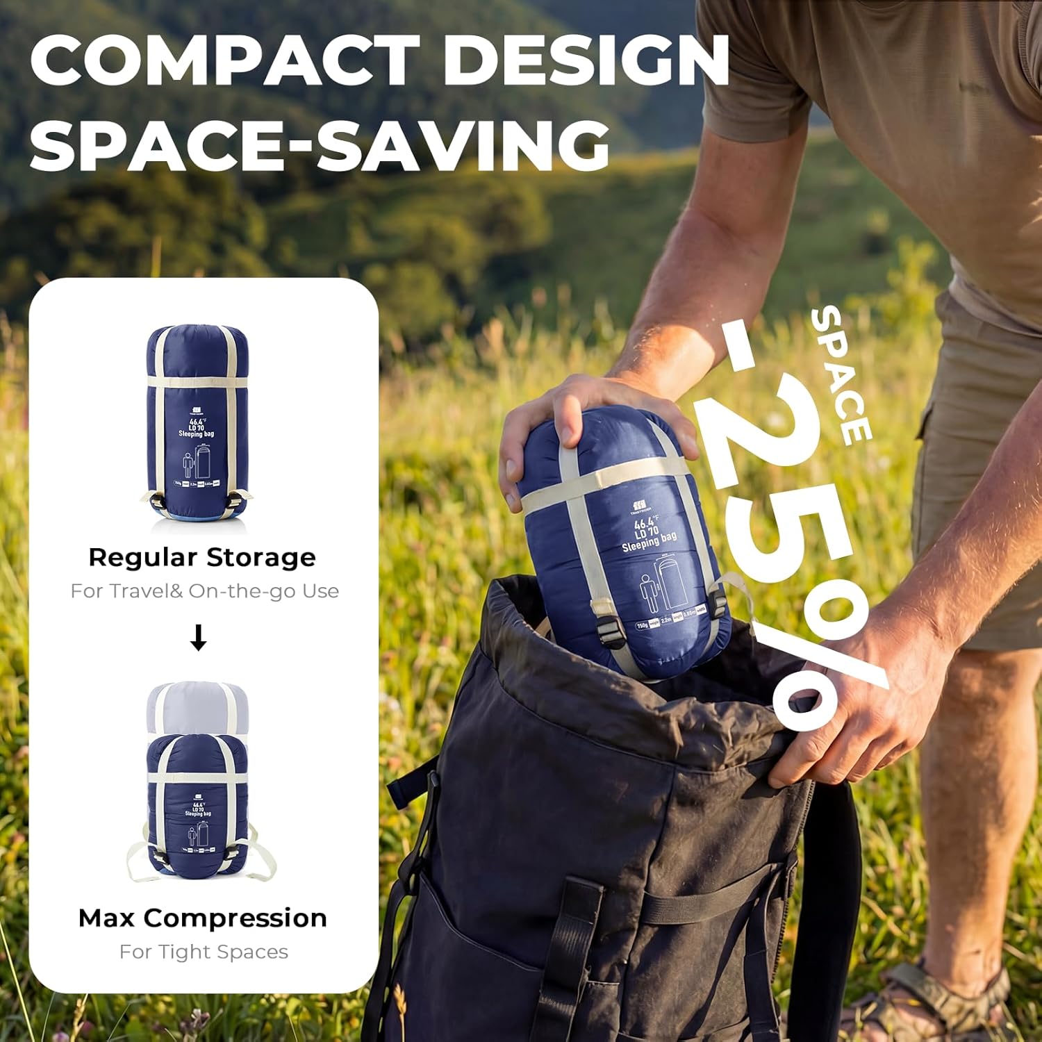 Ultralight Warm Weather Sleeping Bag - Portable, Waterproof, Compact Lightweight, Comfort with Compression Sack - Great for Outdoor Camping, Backpacking & Hiking