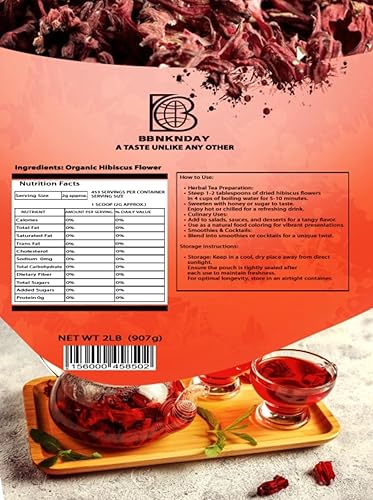 Miniatura 2 de Flores de hibisco 2 libras (31.99 oz)  BBNKNDAY ZoboFlor de Jamaica secado orgánico de Nigeria  Té de hierbas sin cafeína, sin azúcar, sin OMG, 100%