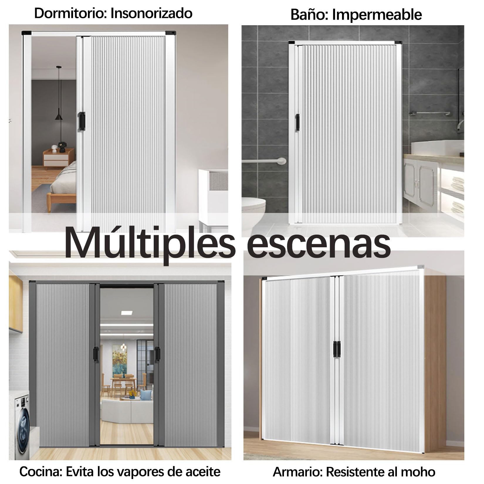 Puerta Plegable Corredera,Puerta Plegable Invisible De Nido De Abeja,60 65 70 75 80 85 90 CM Ancho,Separador Interior Puertas de acordeón,para Cocina y Dormitorio 70×203cm Gris