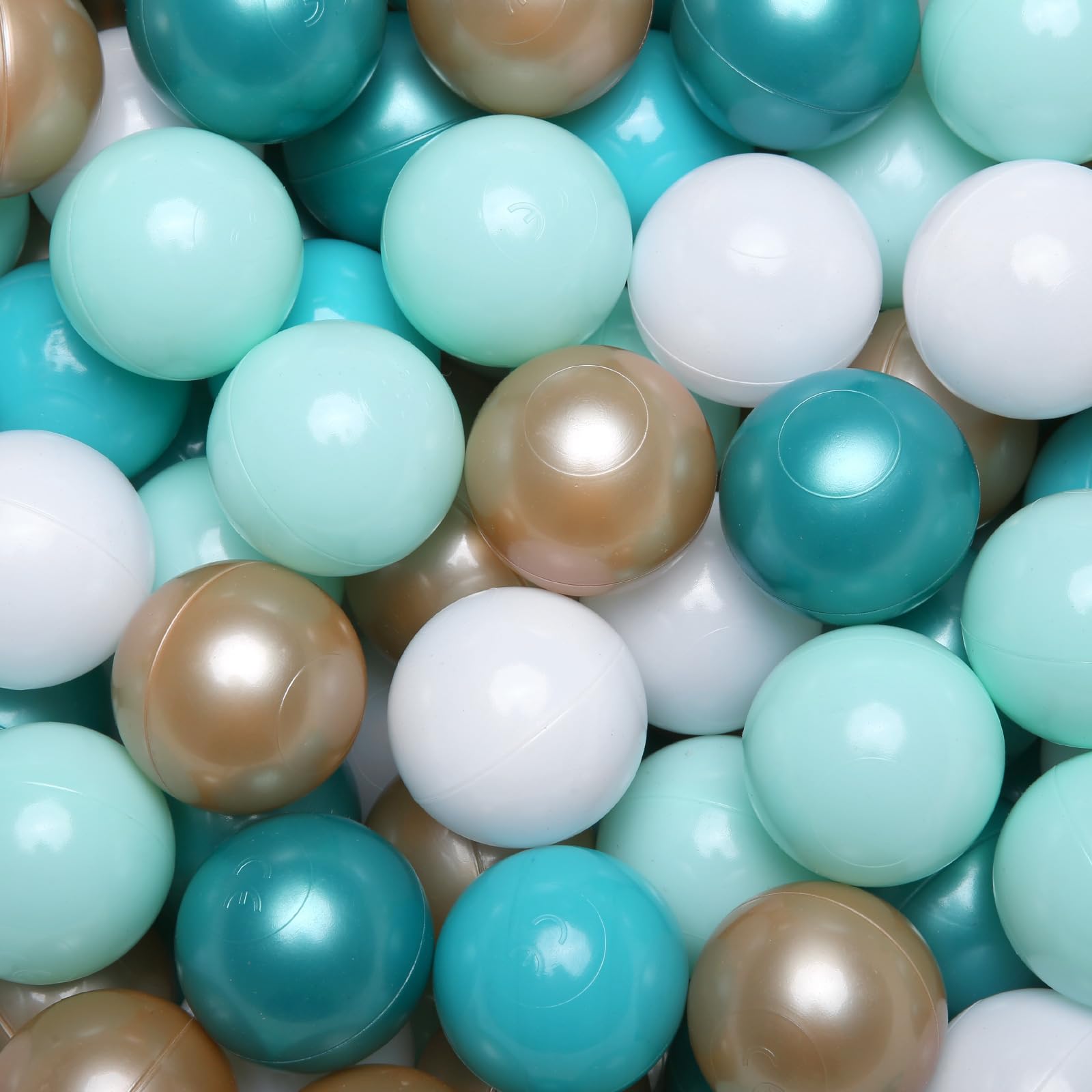 GOGOSO Ball Pit Balls for Toddler, Baby Plastic Playballs Kids Soft Pearl Pastel Balls Pelotas Non-Toxic BPA-Free (Pearl Green Brown, 100)