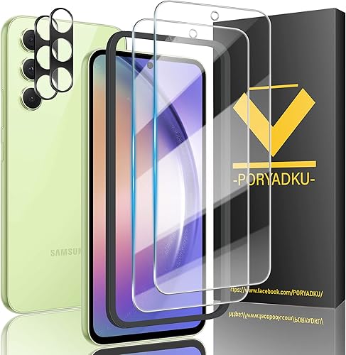 2 Pack Screen Protector for Samsung Galaxy A54 5G + 2 Pack Camera Lens Protector, 9H Hardness, Anti Scratch, Easy Installation, Case Friendly, Ultra