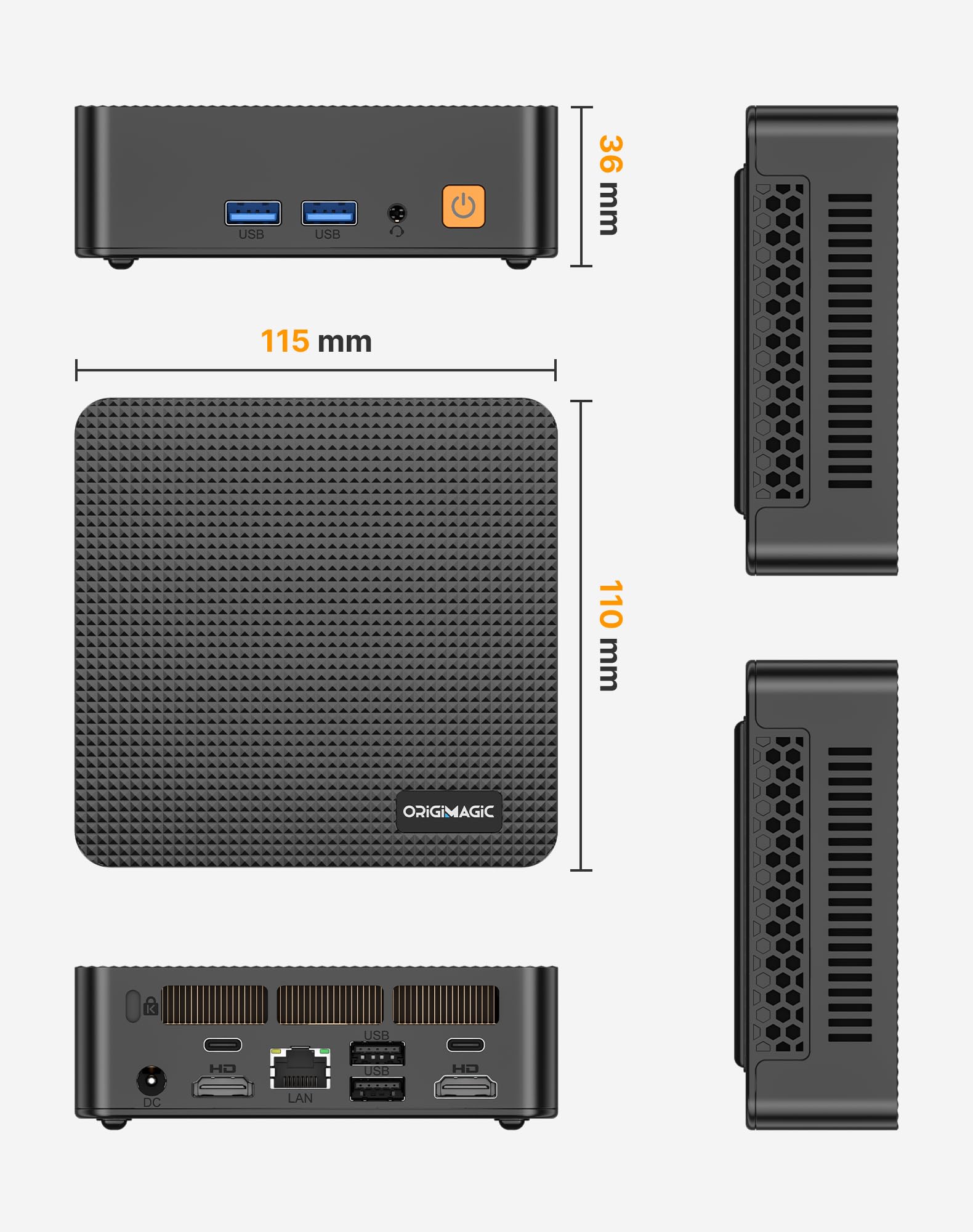 Mini PC C5 Ryzen 5 3500U 8GB RAM DDR4 256GB SSD Ordinateur de Bureau Compact Triple écran 4K 60Hz