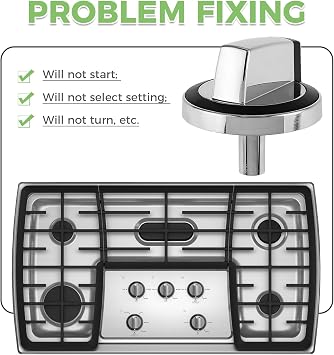 5 Pack W10284885 Range Surface Burner Control Knobs, Cooktop Knobs Replacement for Whirlpool Gas Range Stove Oven, Replace WPW10284885, PD00005137, PS11752001, 1874811, AP6018699, EAP11752001