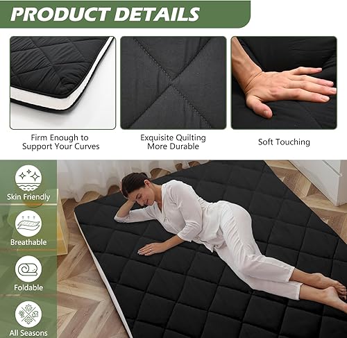 Miniatura 2 de Colchón japonés para el suelo, colchón futón, plegable, plegable, transpirable, tumbona para el suelo, cama de invitados para campamento, tamaño