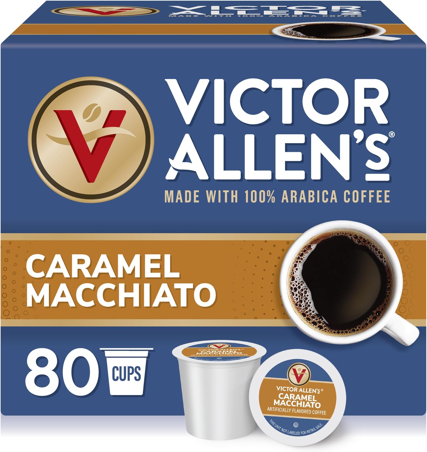 Victor Allen Coffee, Caramel Macchiato Single Serve K-cup, 80 Count (Compatible with 2.0 Keurig Brewers)