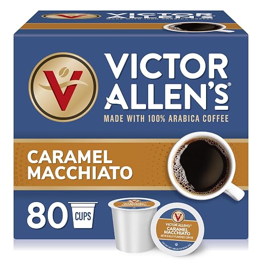Victor Allen's Coffee Caramel Macchiato, Medium Roast, 80 Count, Single Serve Coffee Pods for Keurig K-Cup Brewers