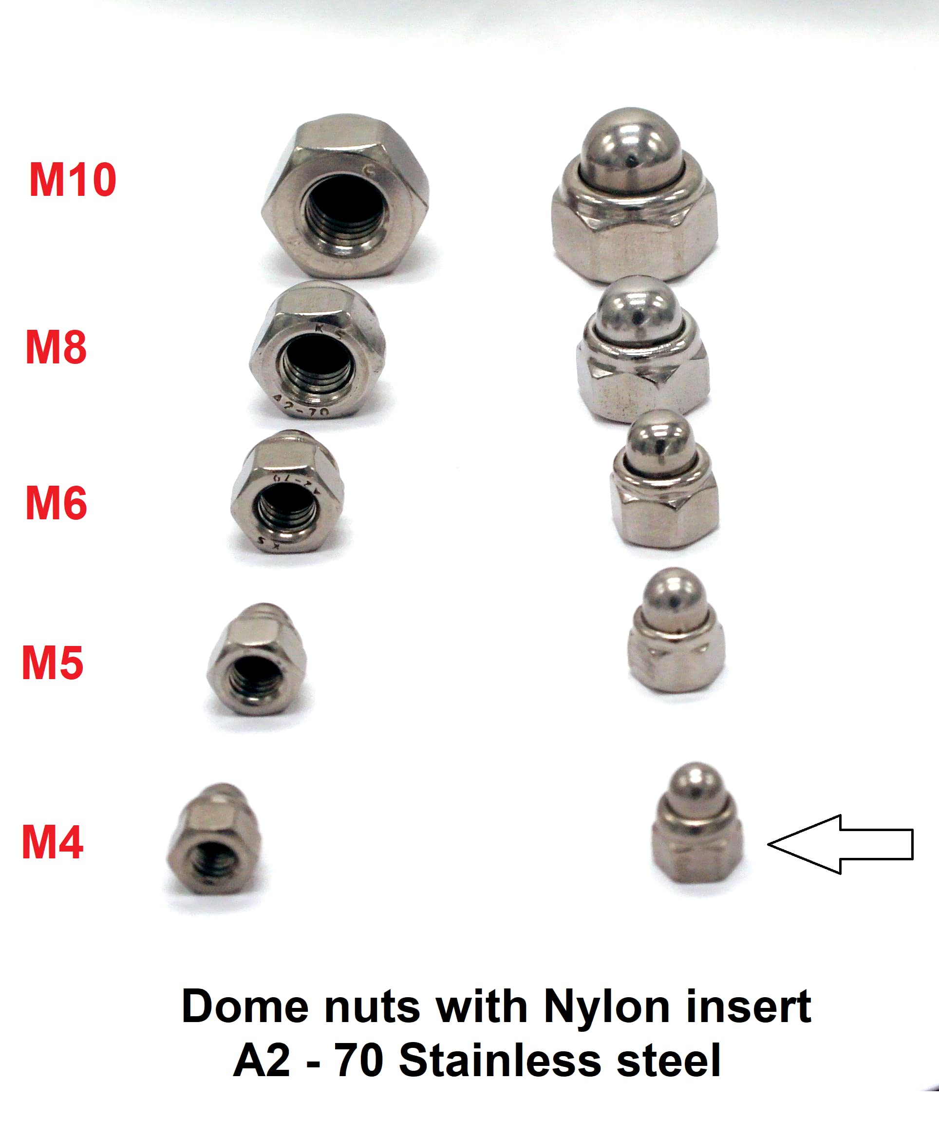 Silent Block M6 Dadi Autobloccanti Flangia Nylock A2 Inox - Set M4 M5 M6 M8 M10, Nylon Inserito Dadi A Flangia Con Nylon - Foto 3