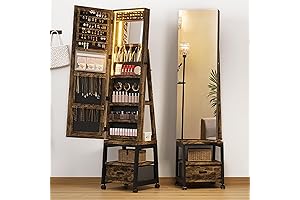 IDEALHOUSE 360° Swivel Jewelry Cabinet with LED Lights