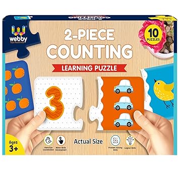Webby Counting Numbers 2 Pieces Learning Pack Jigsaw Puzzle, Montessori Early Educational Pre School Puzzle Toys for 3+ Years Kid - image, photos