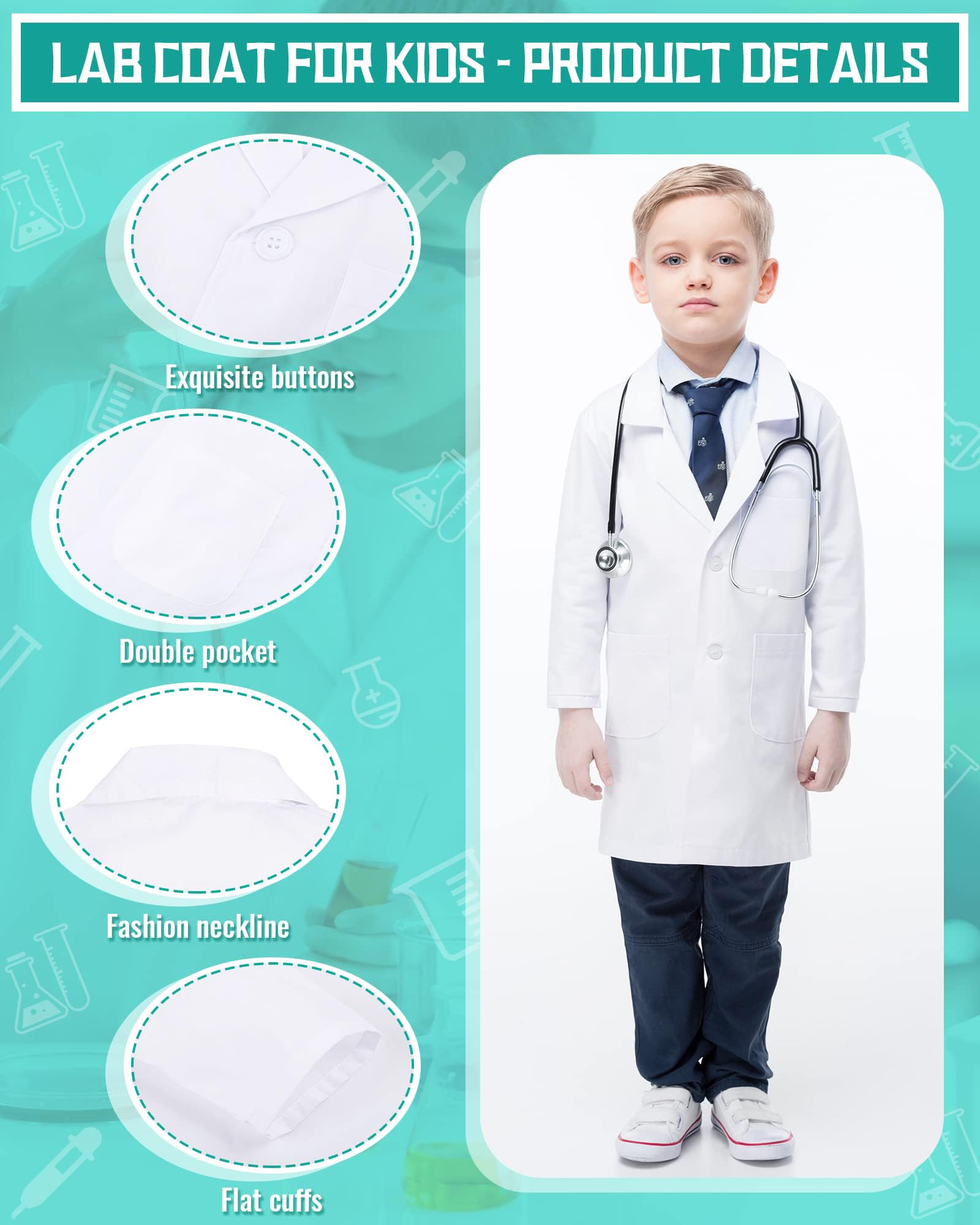 Scientist Role Play Costume Outfit Including White Lab Coat for Kids ...