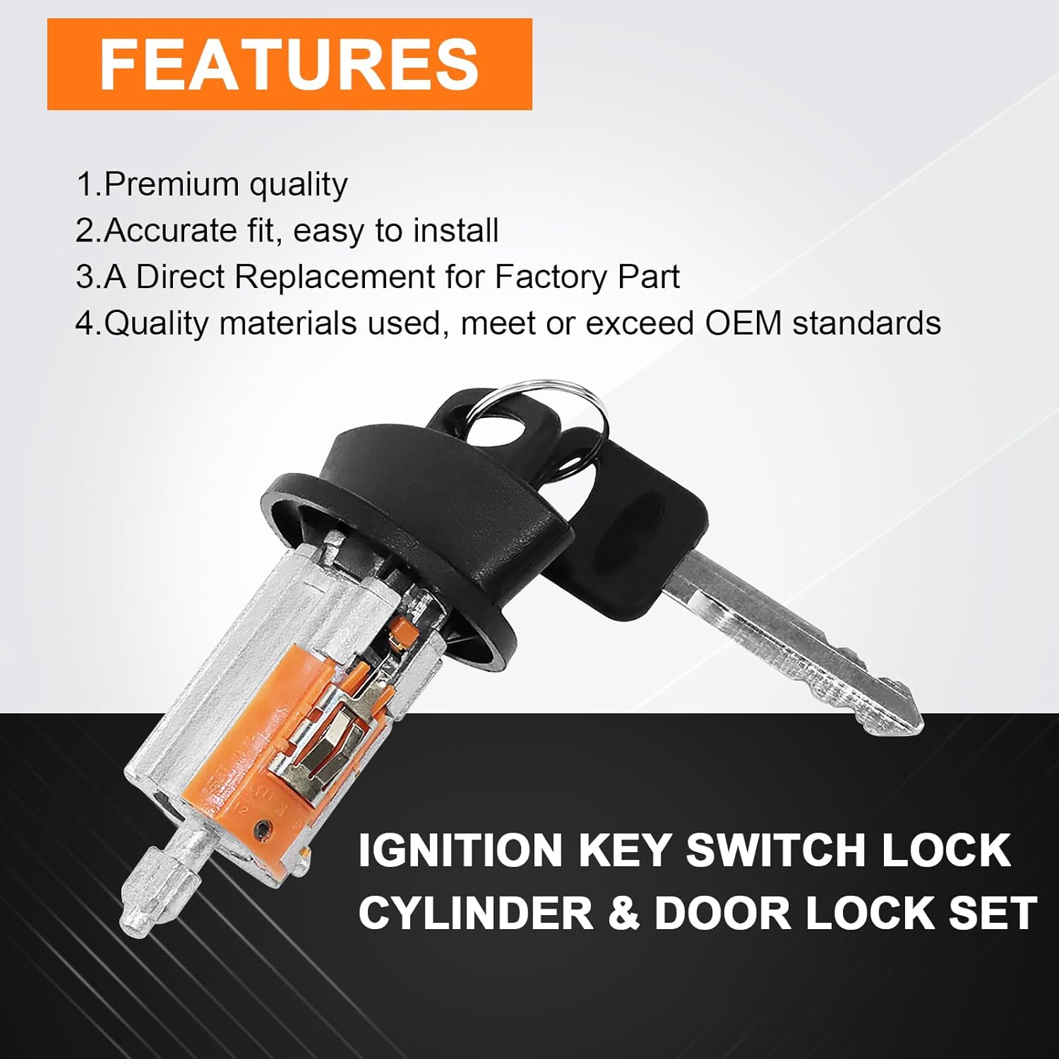 For 1997-2006 Ford Econoline, E-150 E-250 E-350 Vans Ignition Switch Lock Cylinder +4 Chrome Door Lock Cylinder Tumbler Set With 4 Clips With 2 Keys LC6177+703369 X4+597638 X2 (No Chip)