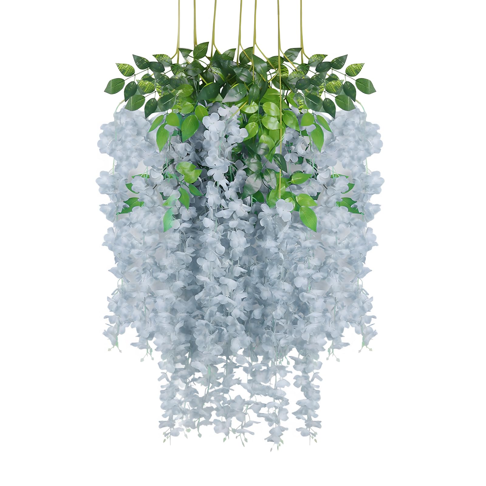 Luerbi 12 Pack Grey Wisteria Hanging Flowers Garland, 3.77 Feet Artificial Flower Vines, Fake Wisteria, Artificial Vines Hanging Garland for Backdrop Outdoor Yard Garden Decor — image 1