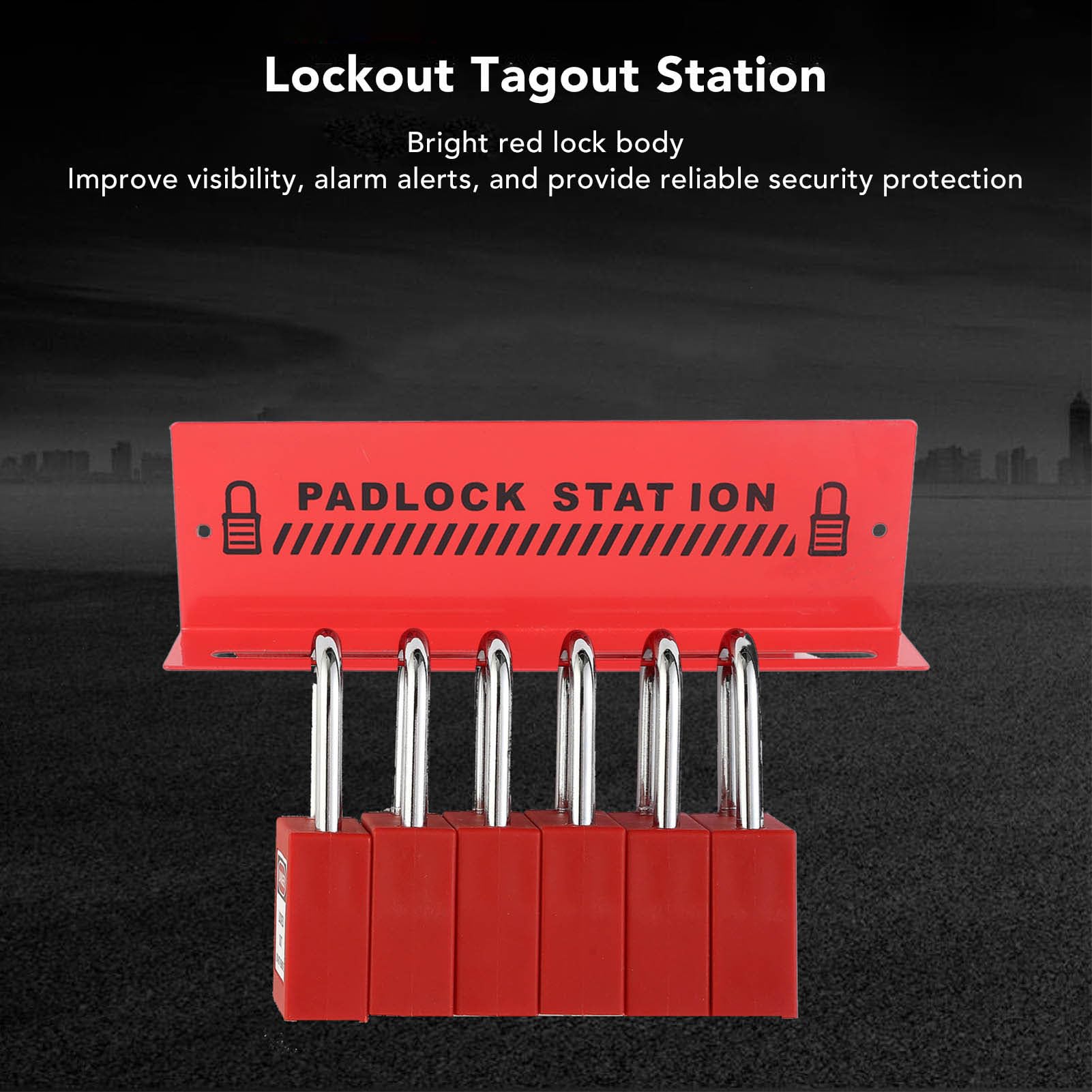 KLLJRFW Lockout Tagout Locks Station Safety Padlock Station Red Steel Padlock Rack Management Station with 10 Padlock Key Locks Loto Station for Industrial Shutdown Lock
